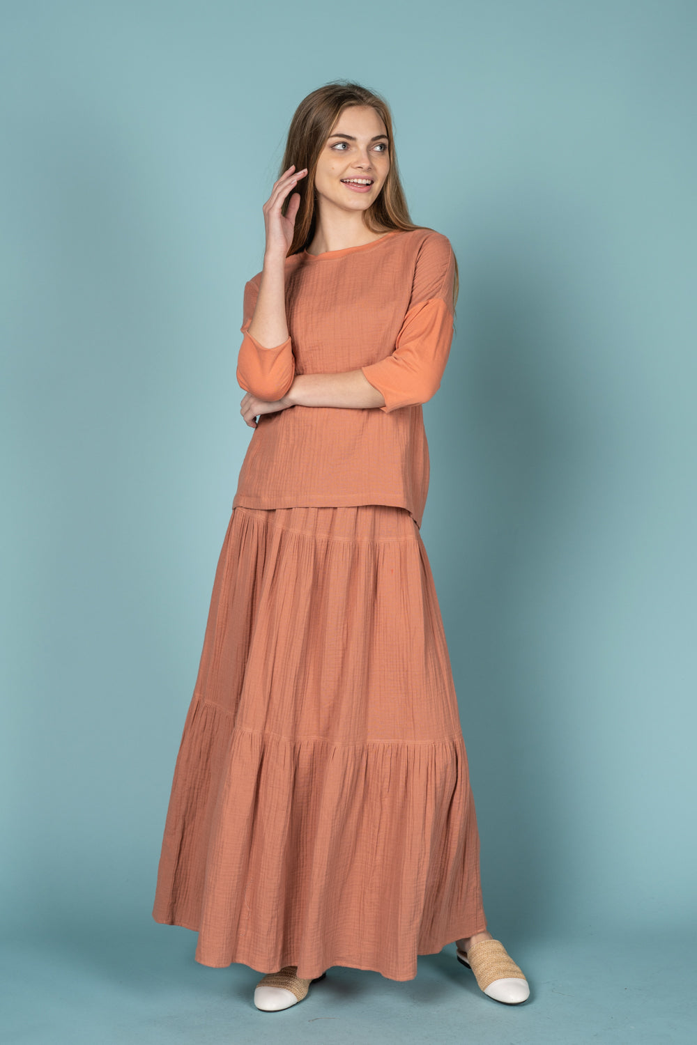 Blush Bubble Gauze Maxi Skirt