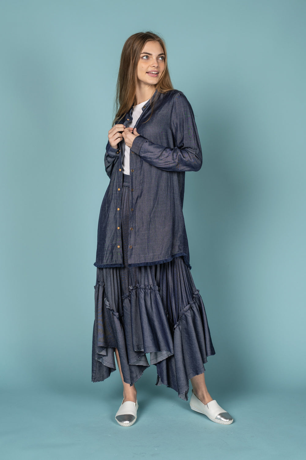 Dark Blue Pleated Skirt