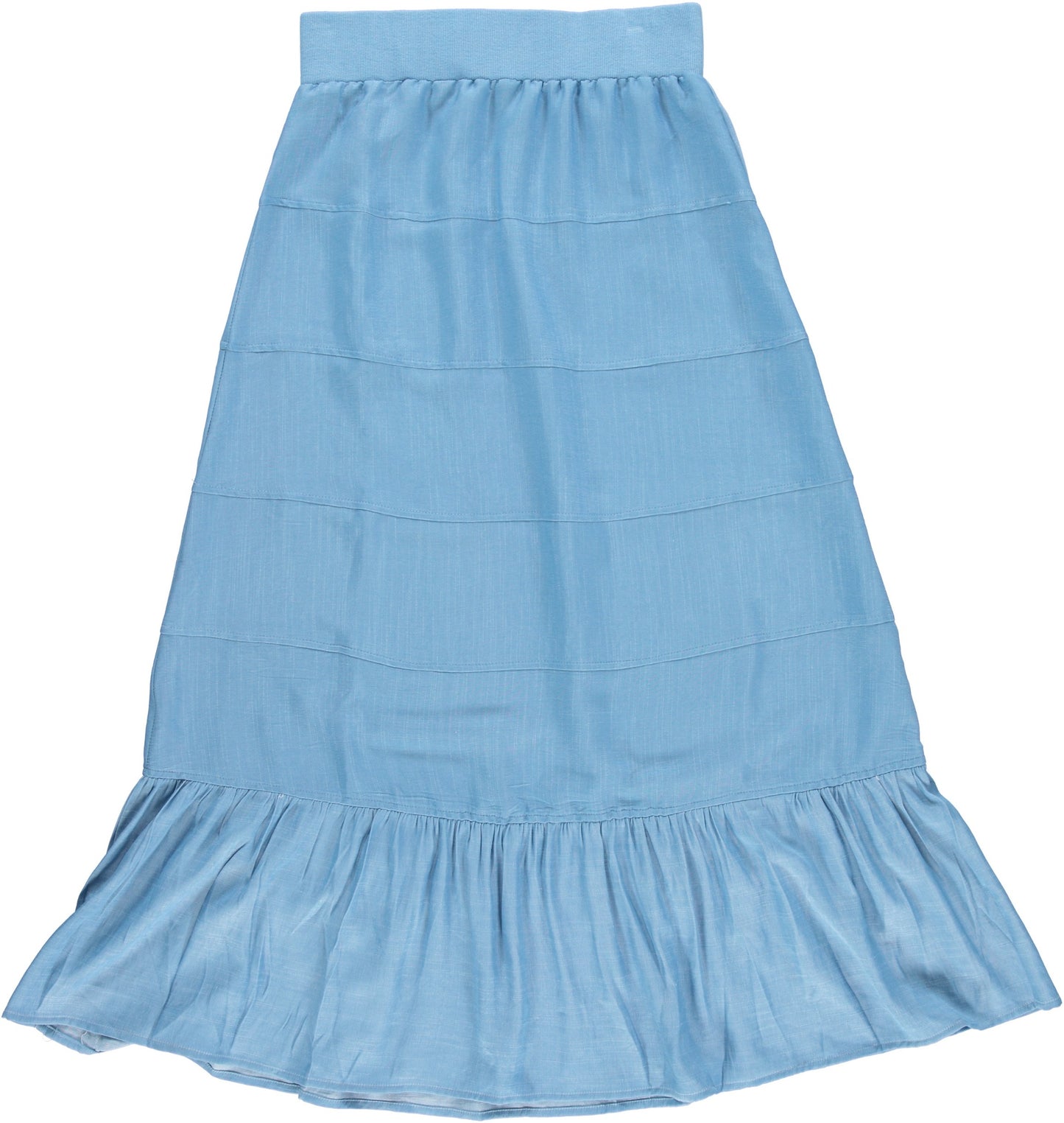 Light Blue Layered Flowy Skirt With Ribbed Waistband