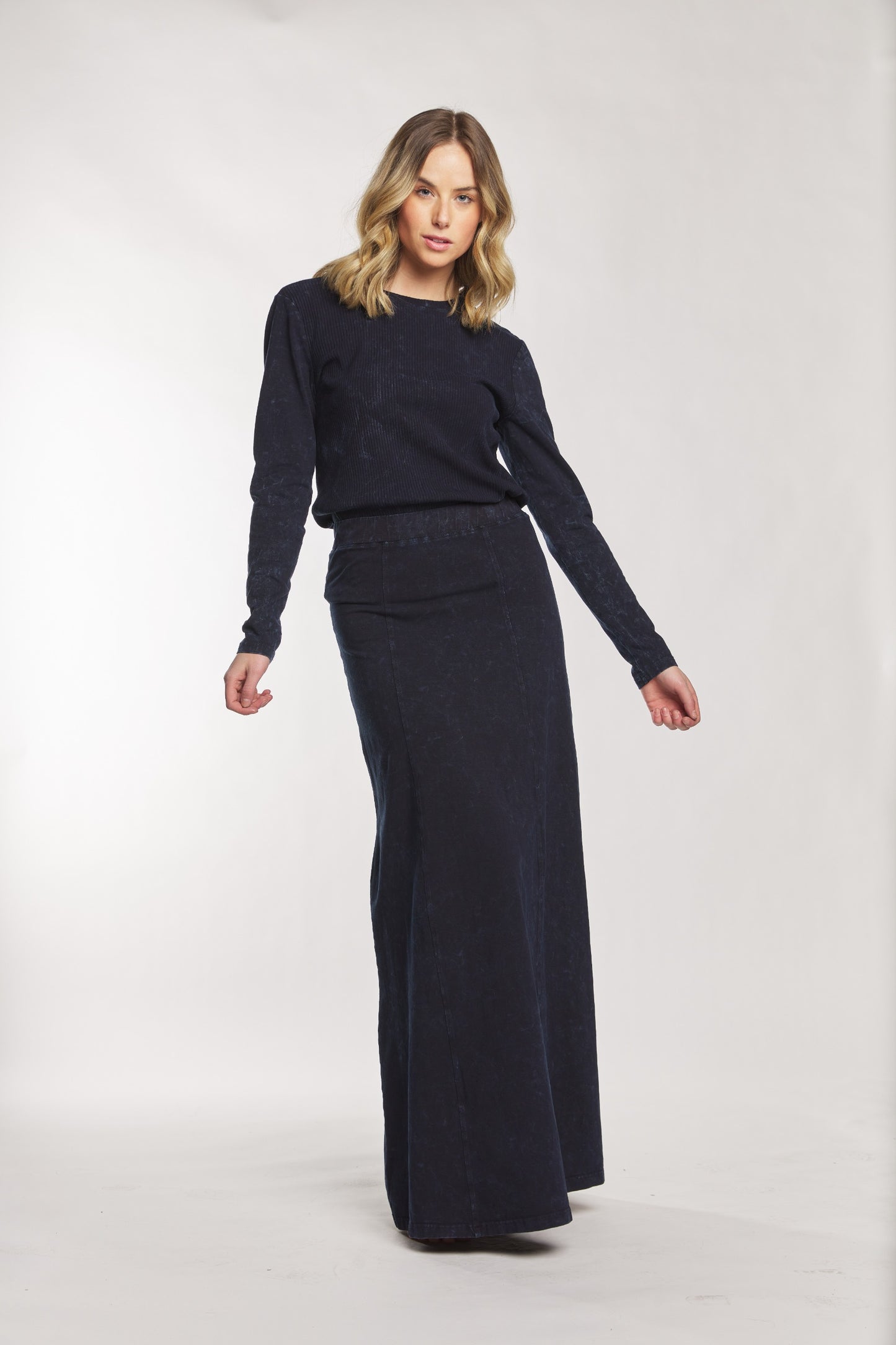 Dark Denim Maxi A-Line Skirt