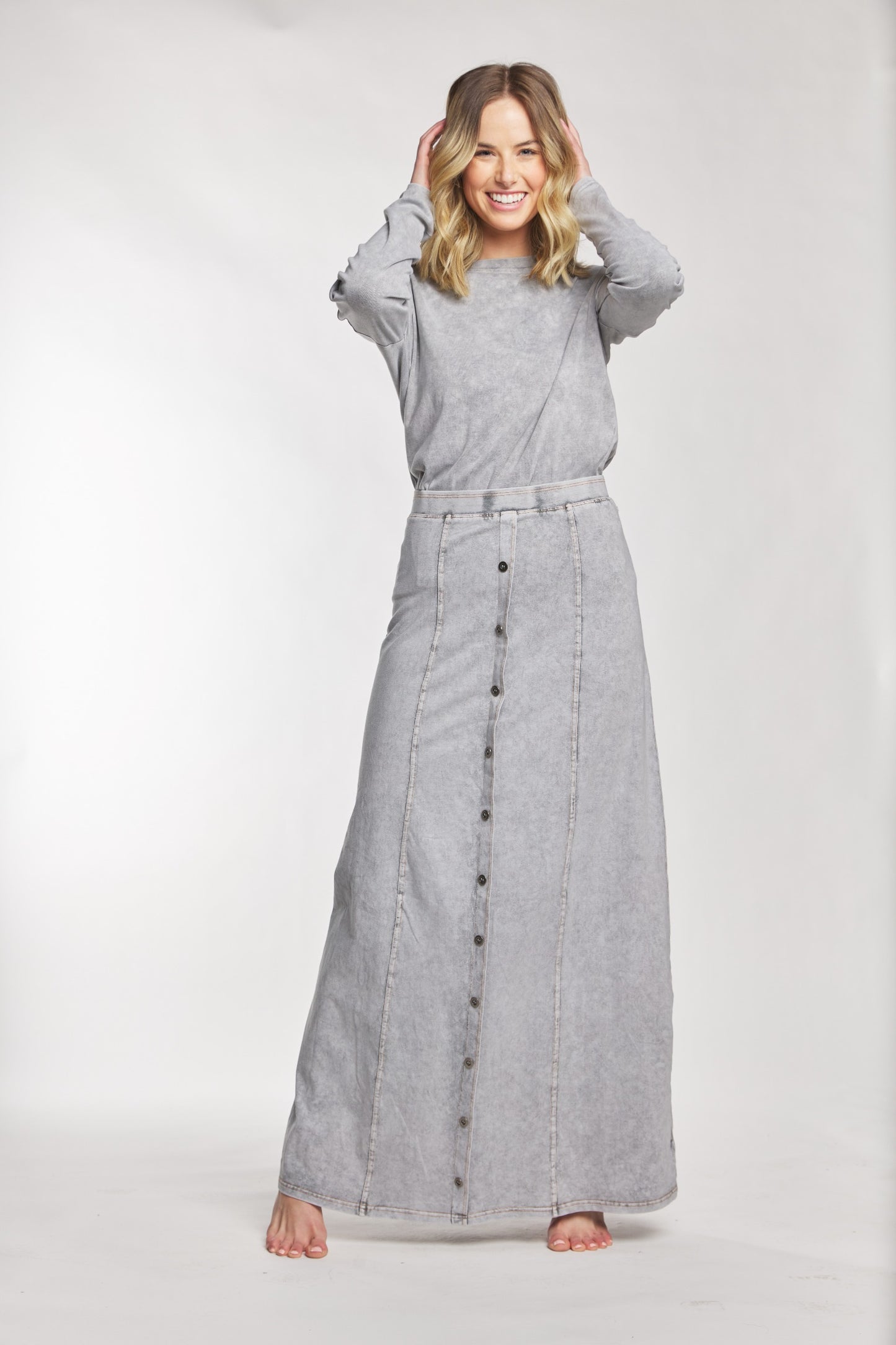 Light Grey Washed Out Maxi Skirt
