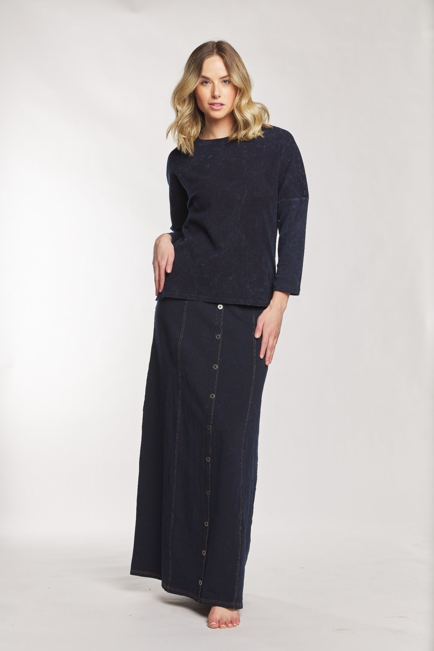 Dark Blue Washed Out Maxi Skirt
