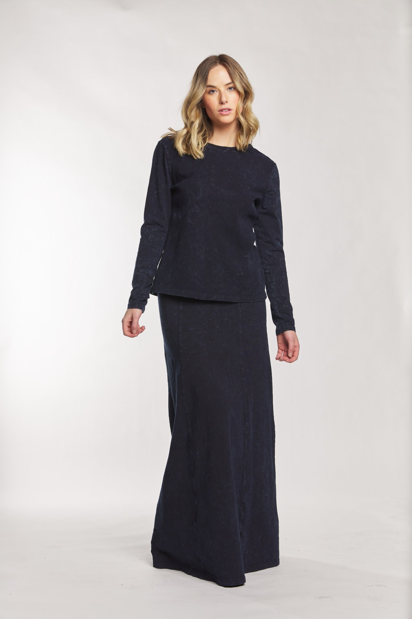 Navy Wash Ribbed Top