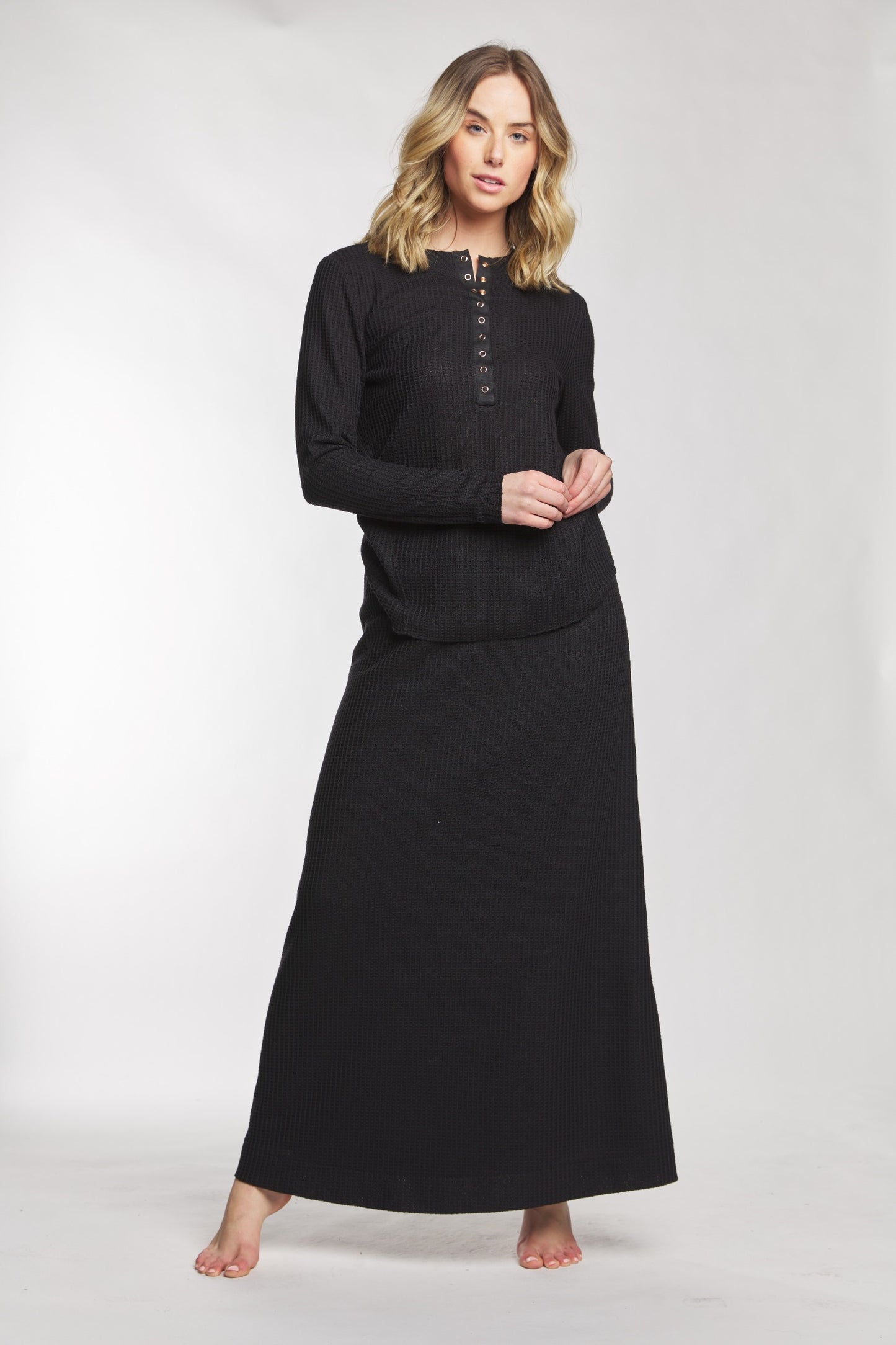 Black Waffle Knit Skirt