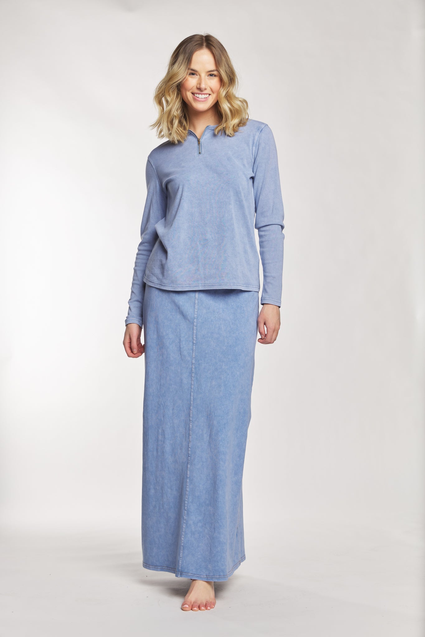 Light Blue Straight Maxi Skirt