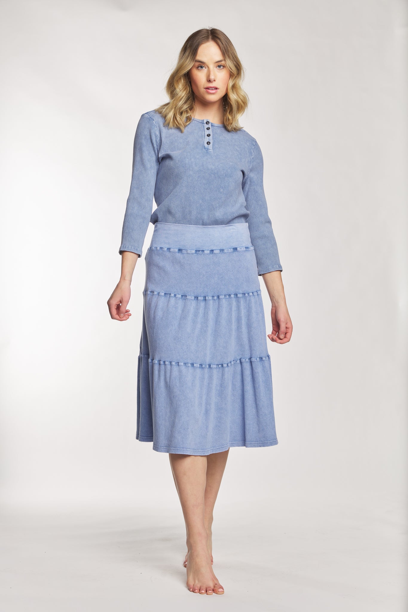 Light Blue Washed Out Ribbed Skirt