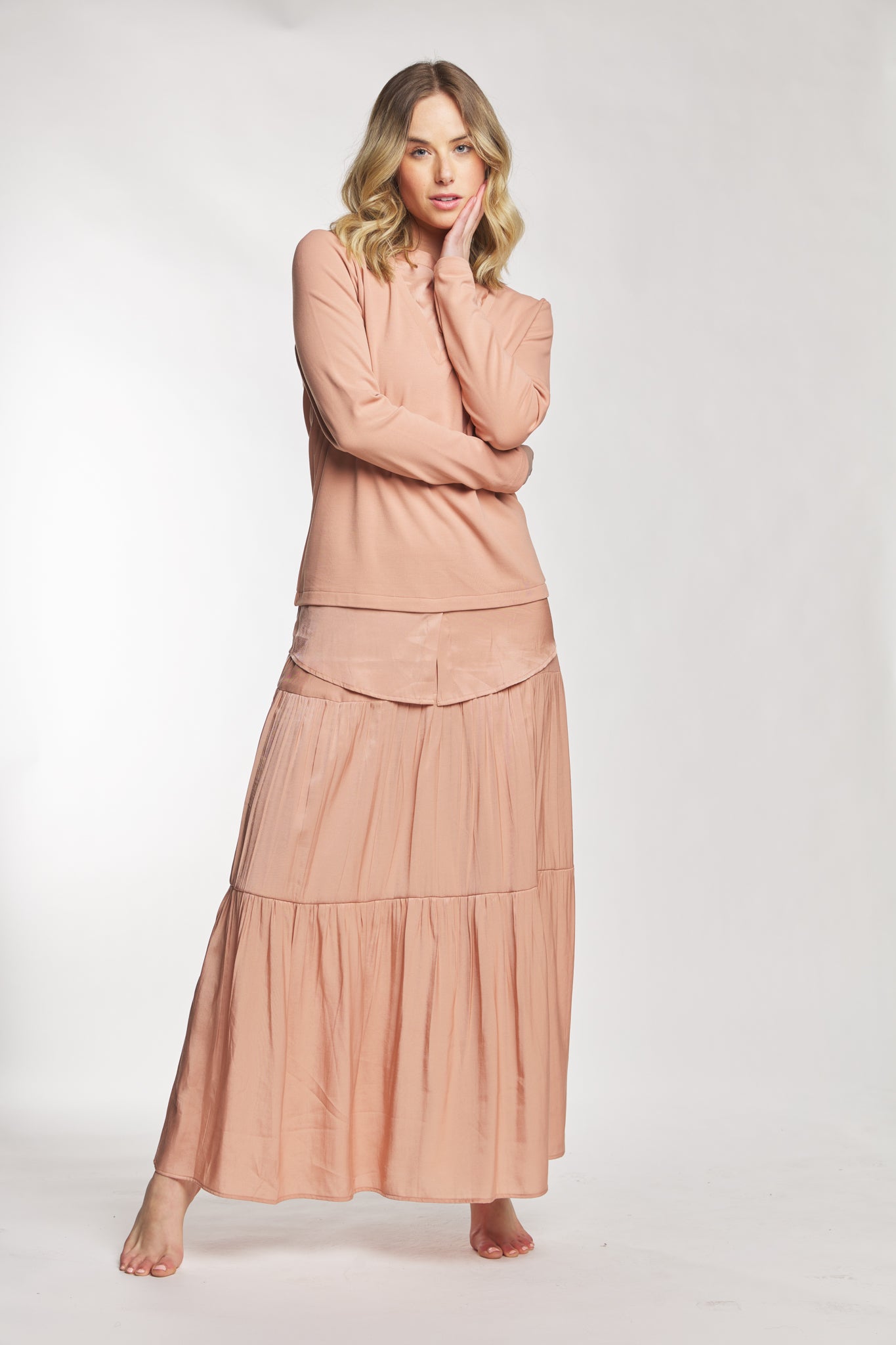 Blush Silky Layered Skirt