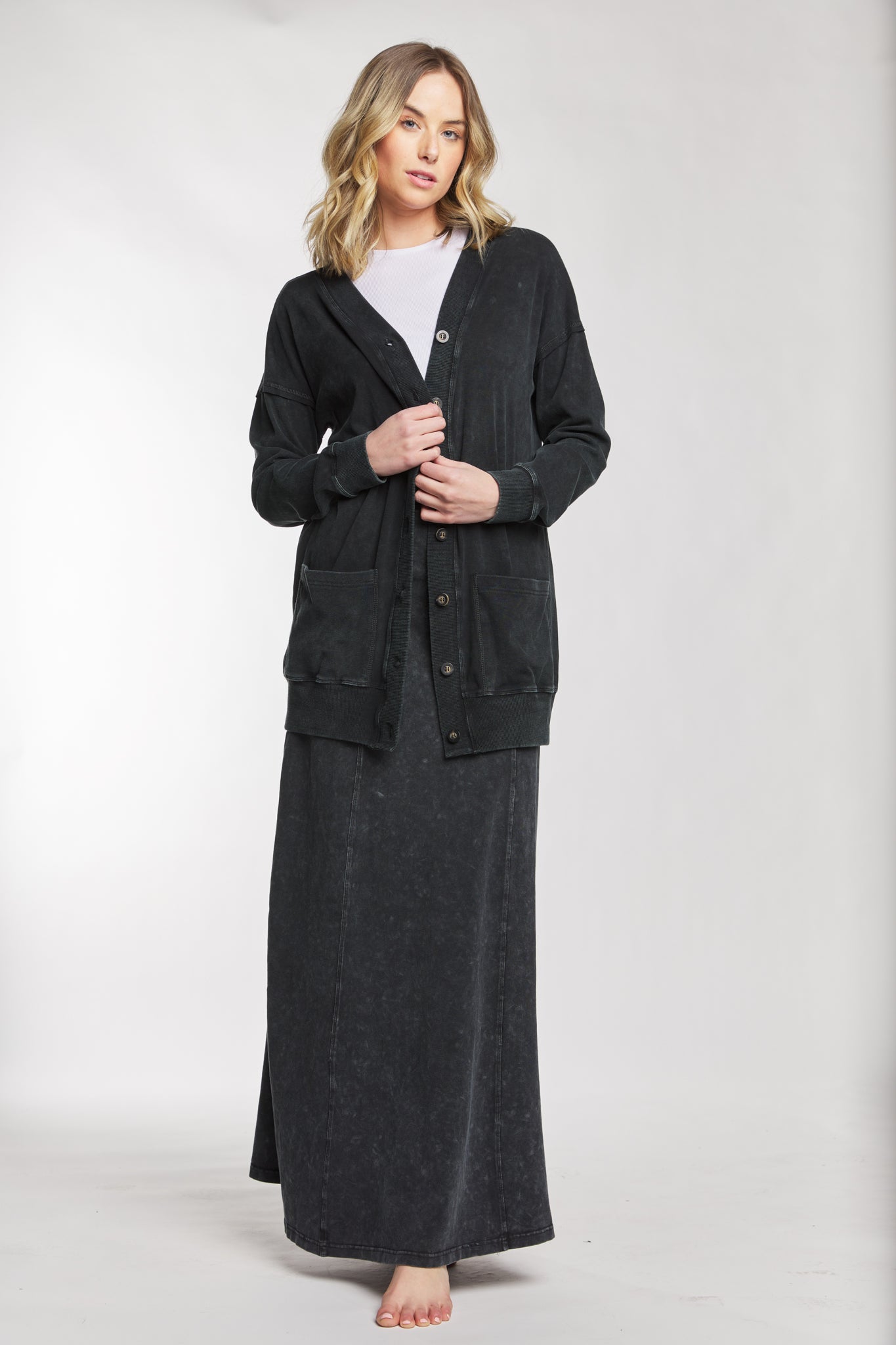 Black Washed Out Cardigan
