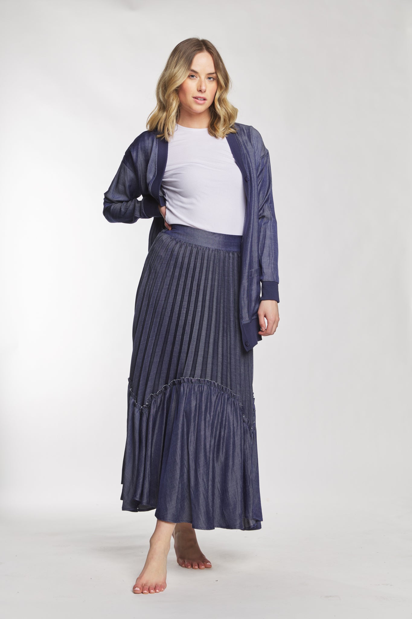 Dark Blue Pleated Skirt