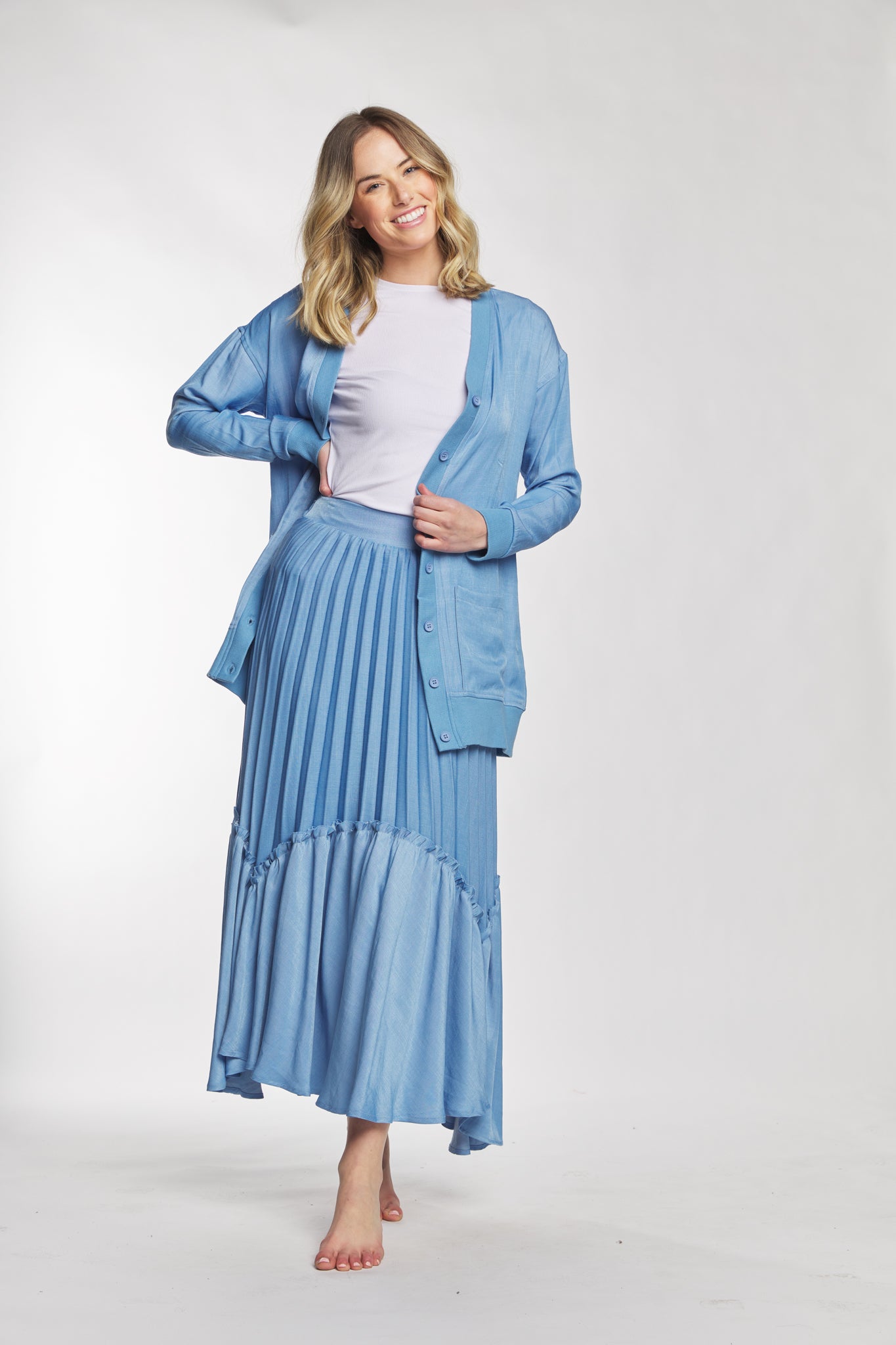 Light Blue Pleated Skirt