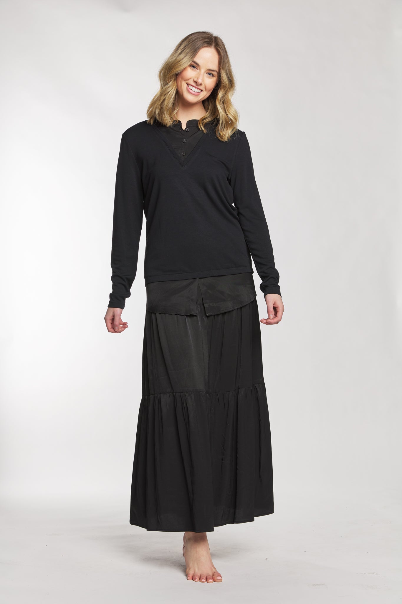 Black Double Collar Top