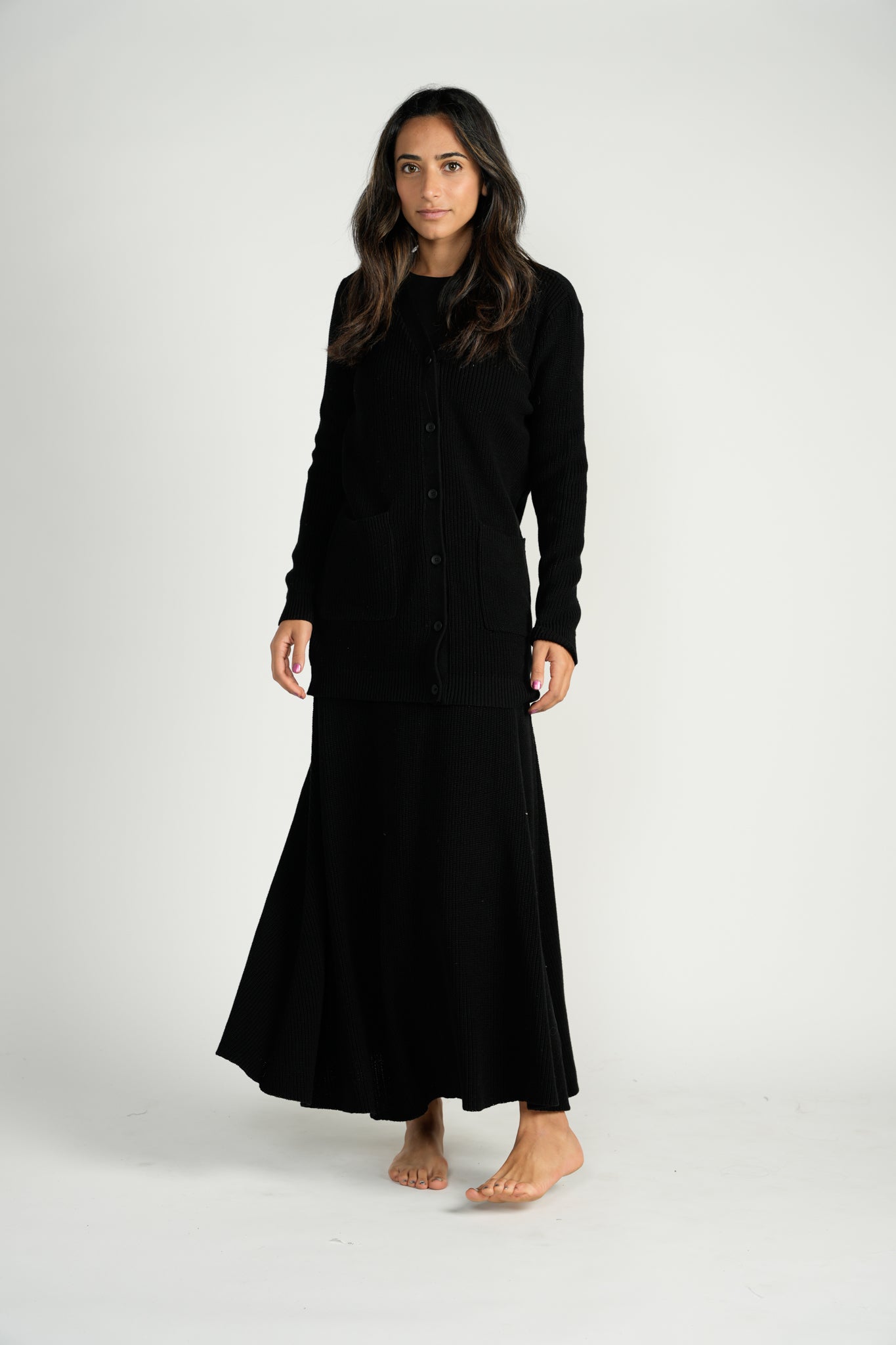 Black Straight Knit Skirt - BA6W2163-A