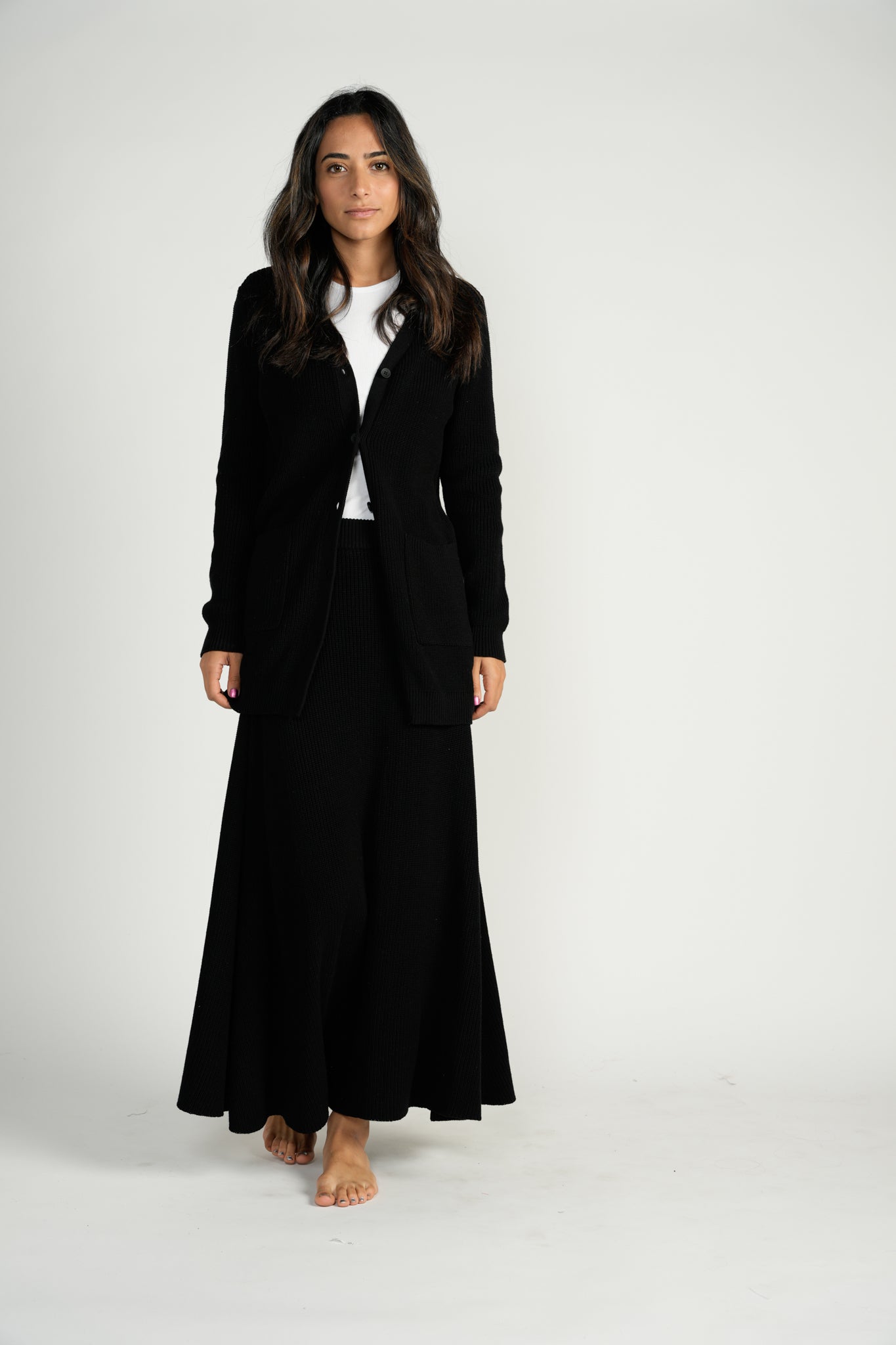 Black Straight Knit Skirt - BA6W2163-A