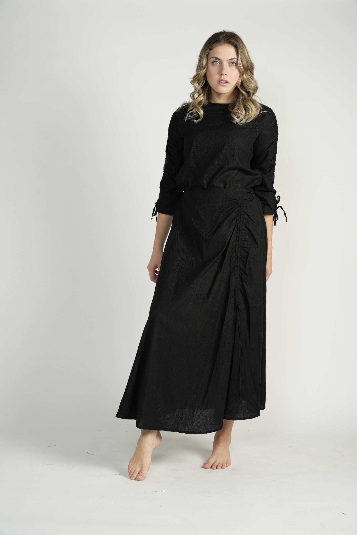 Black Gathered Top