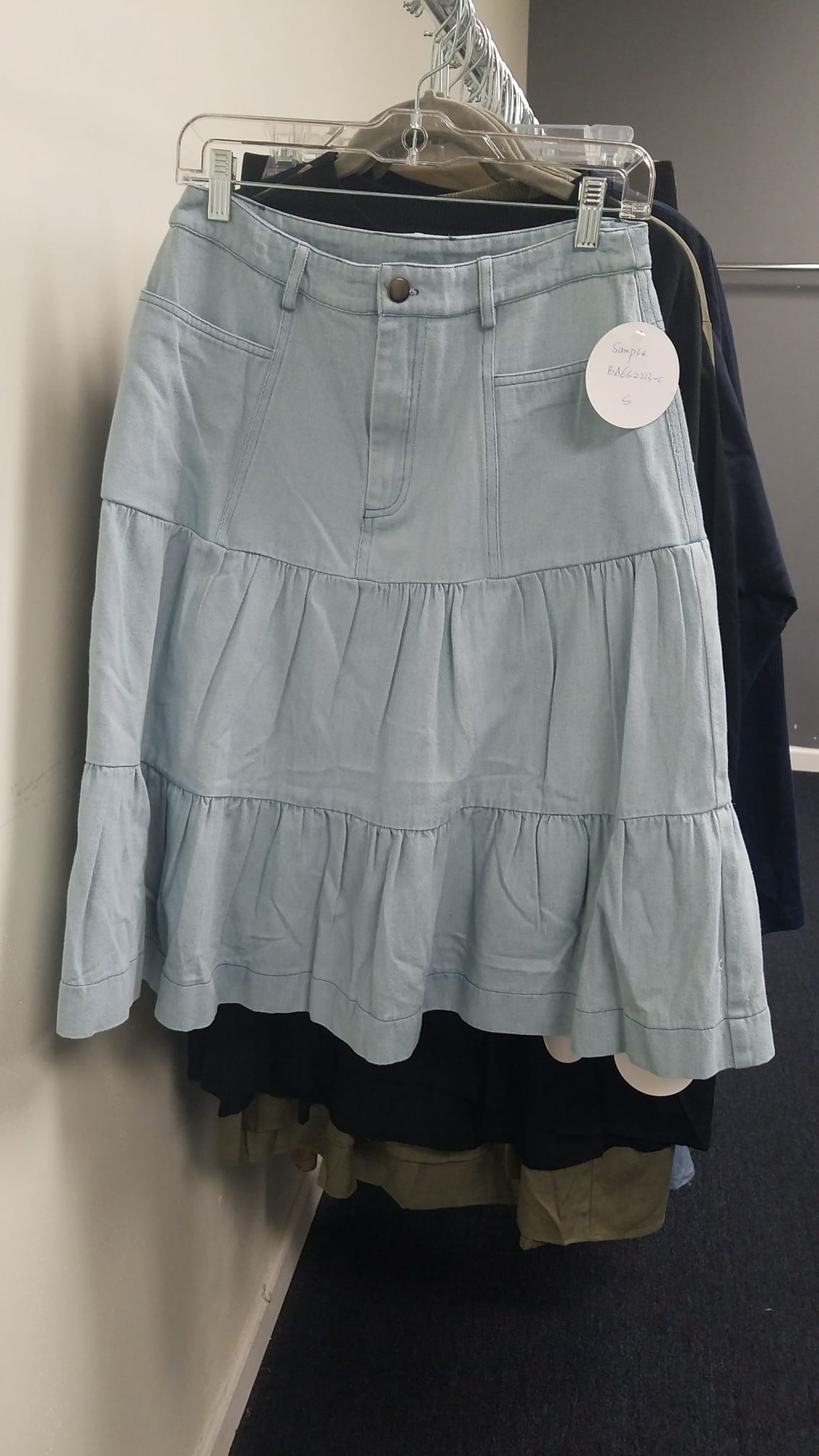 Light Blue Denim Tiered Skirt