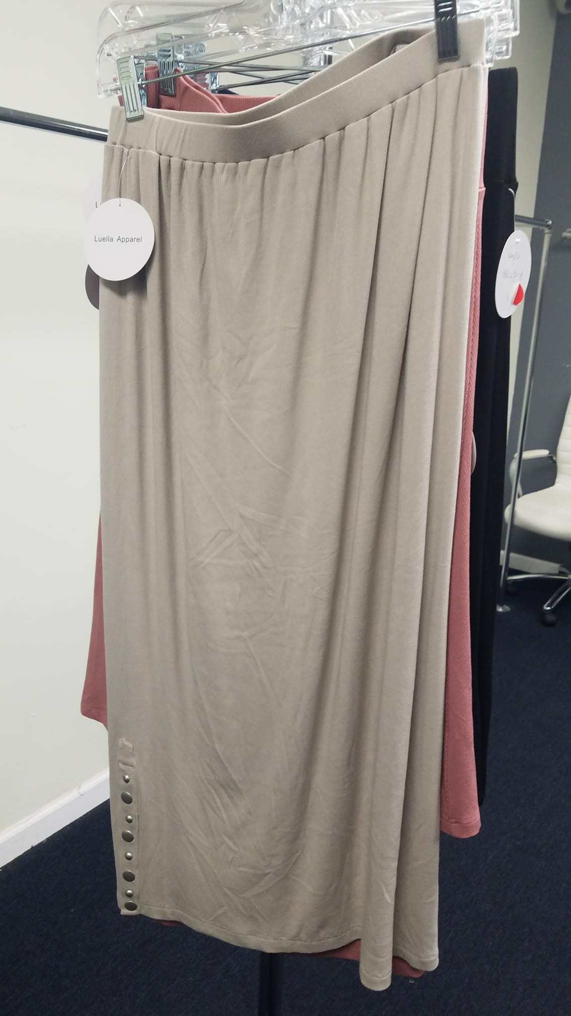 Stone Longer Midi Ribbed Skirt With Studs
