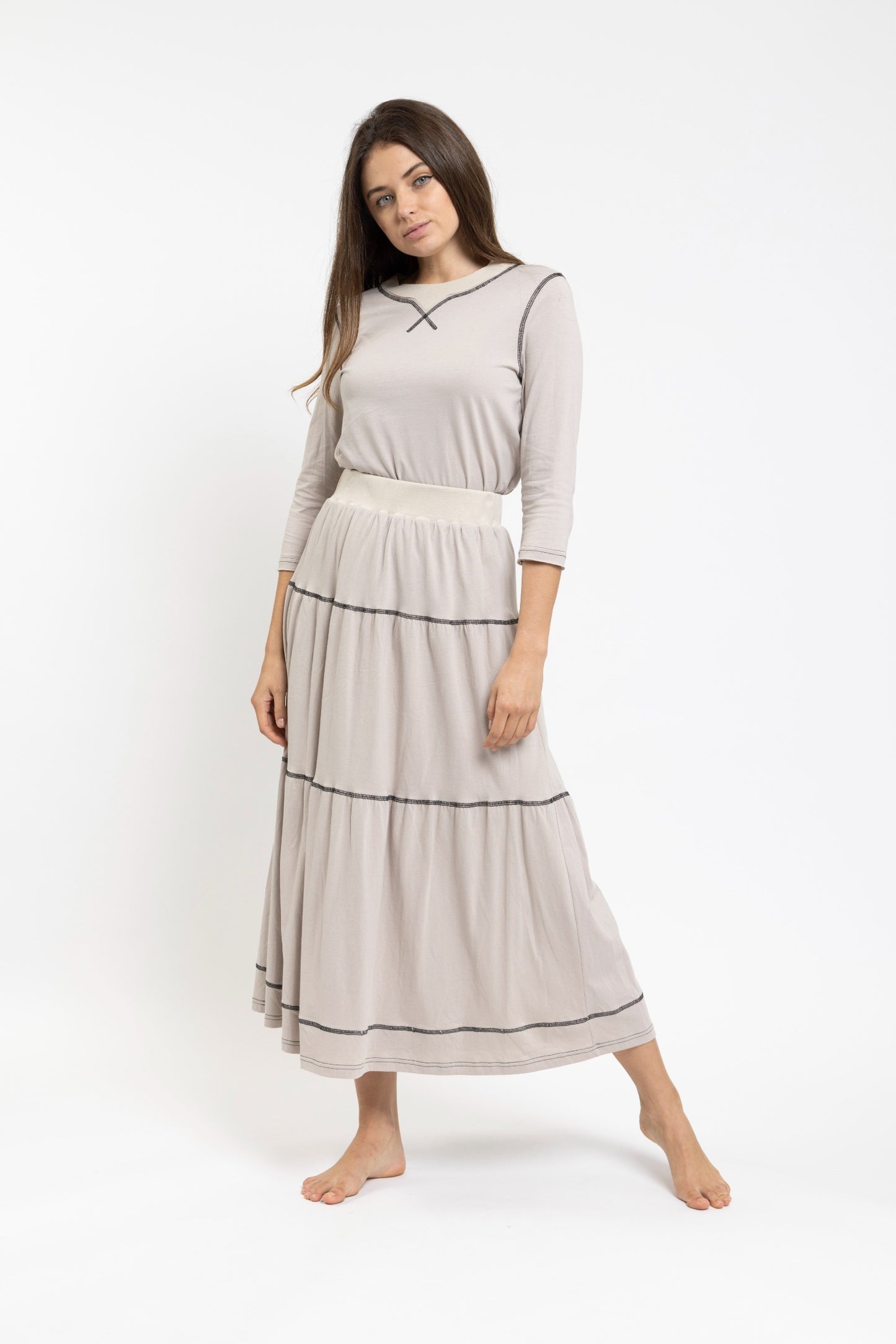 Stone Skirt With Black Stitching