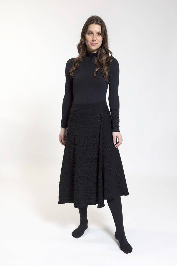 Black Cable Knit Wrap Skirt The Runway Company