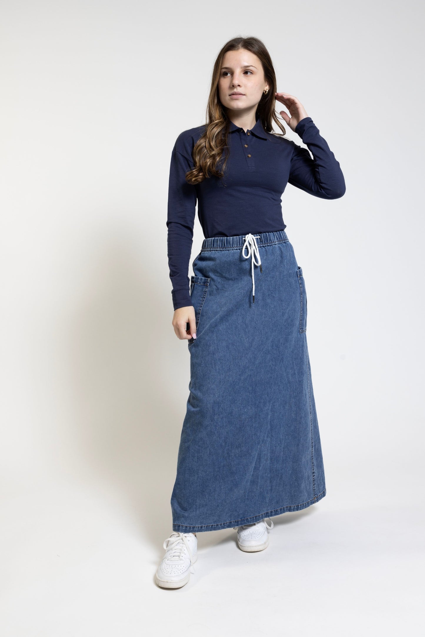 Navy Collared Top With Buttons