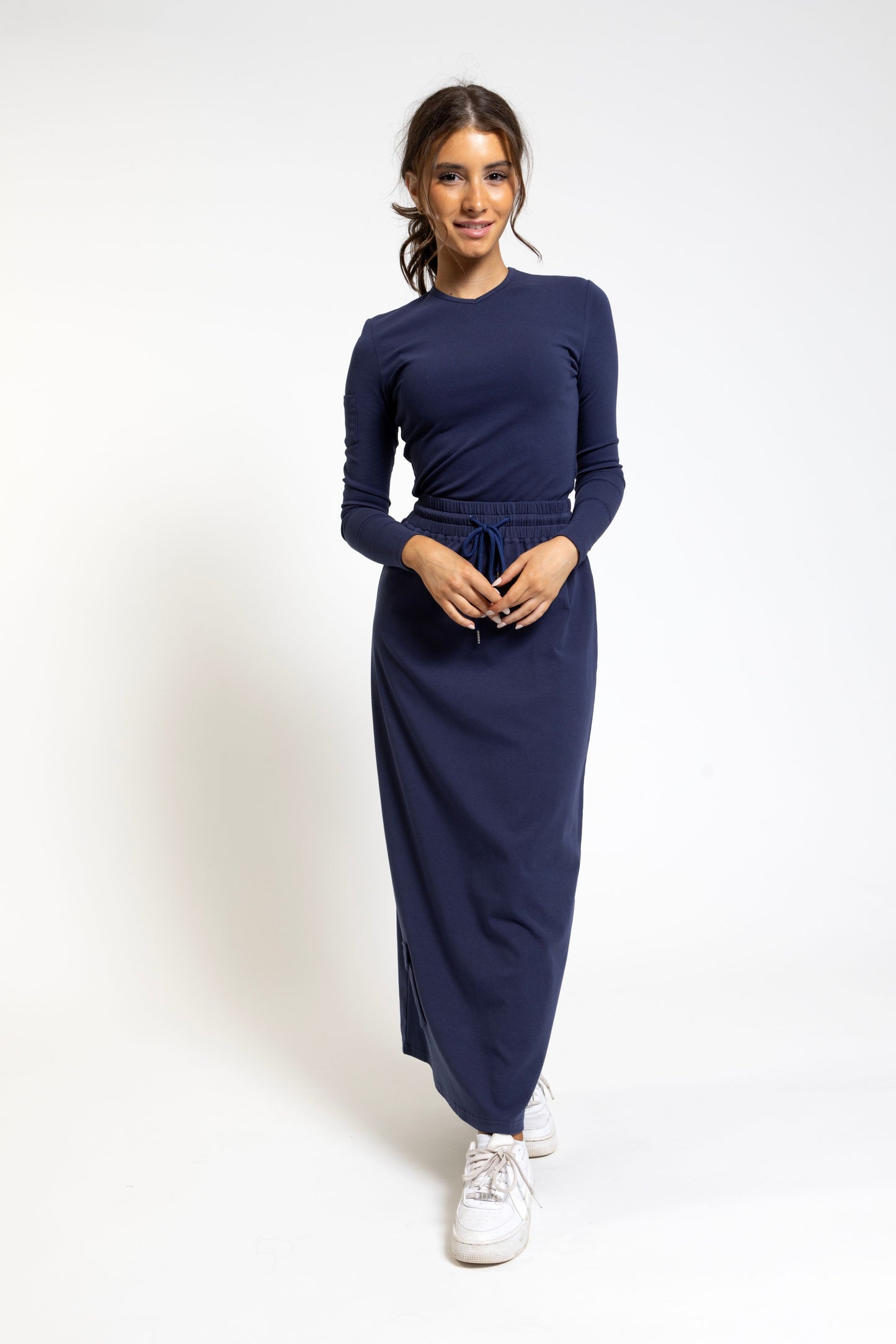Inky Blue Skirt With Bottom Pocket - TTYLSS2416-B