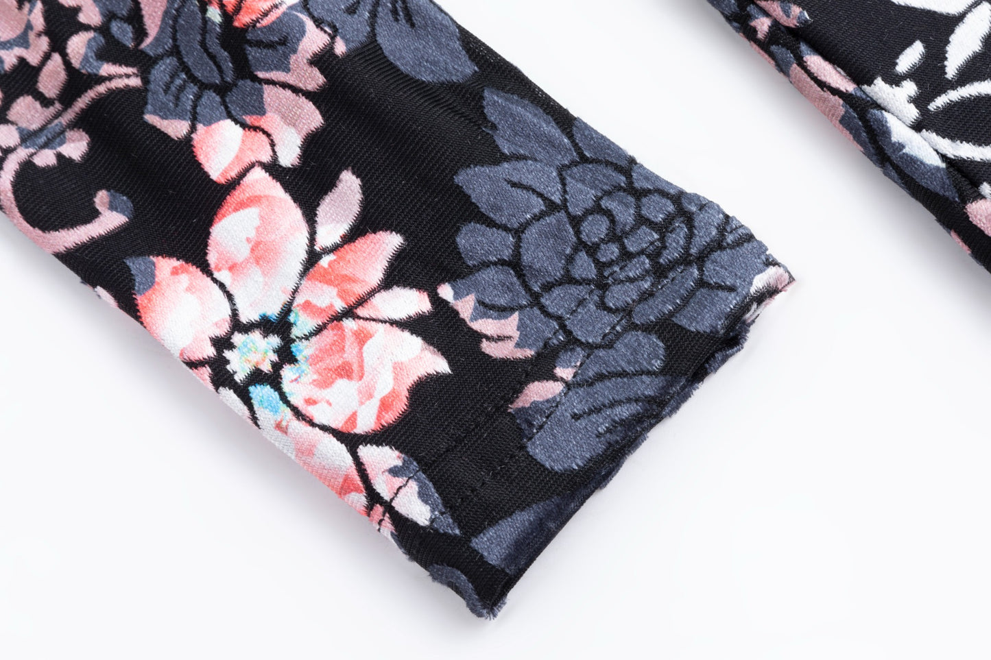 Velvet Jumper with Floral Velvet Mock Neck Underlay - Black