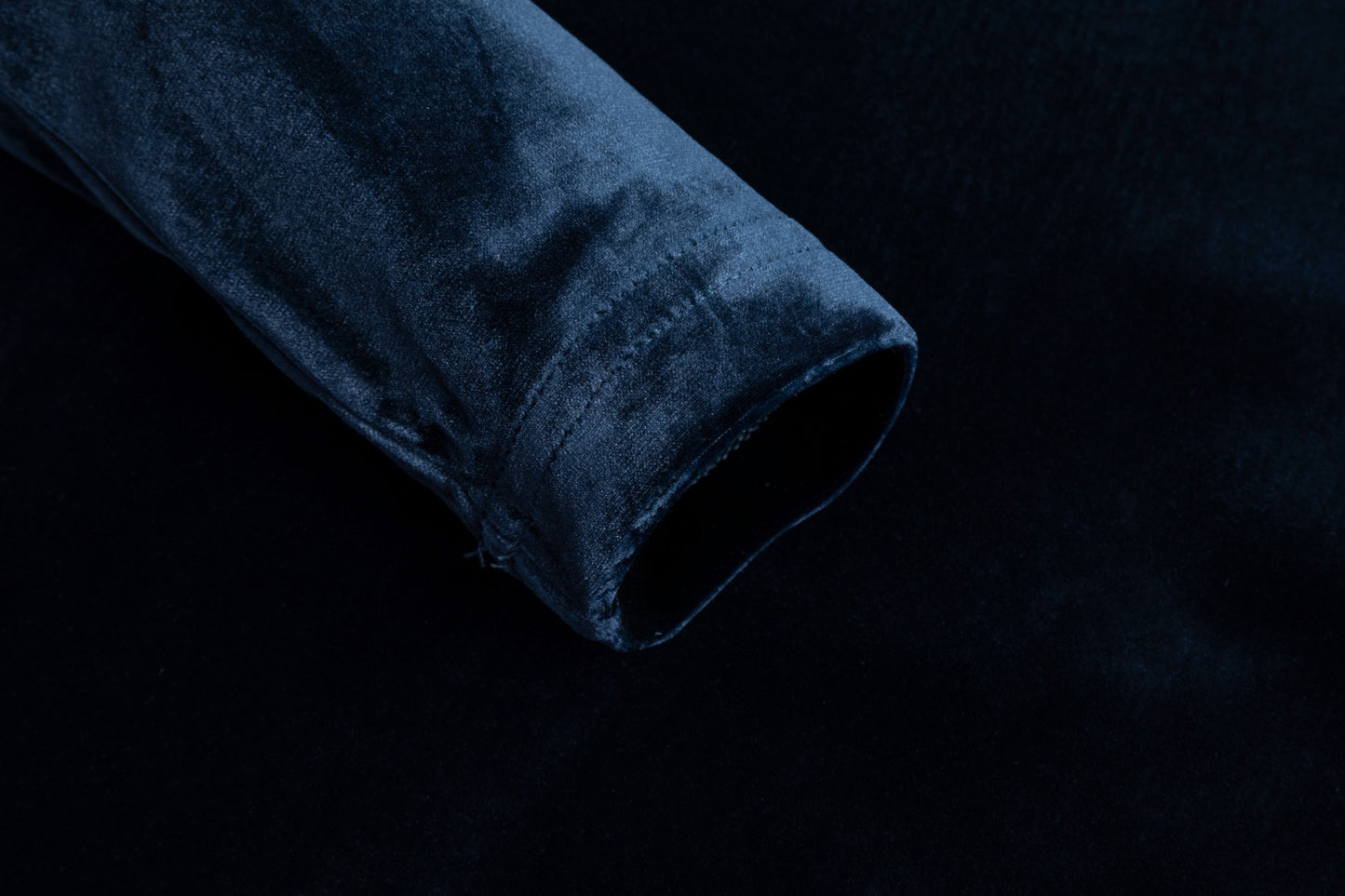 Solid Velvet Fitted Top - Navy