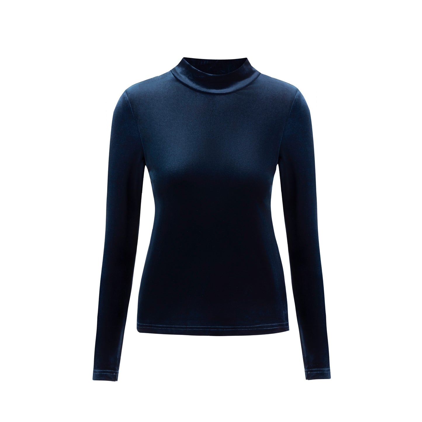 Solid Velvet Fitted Top - Navy