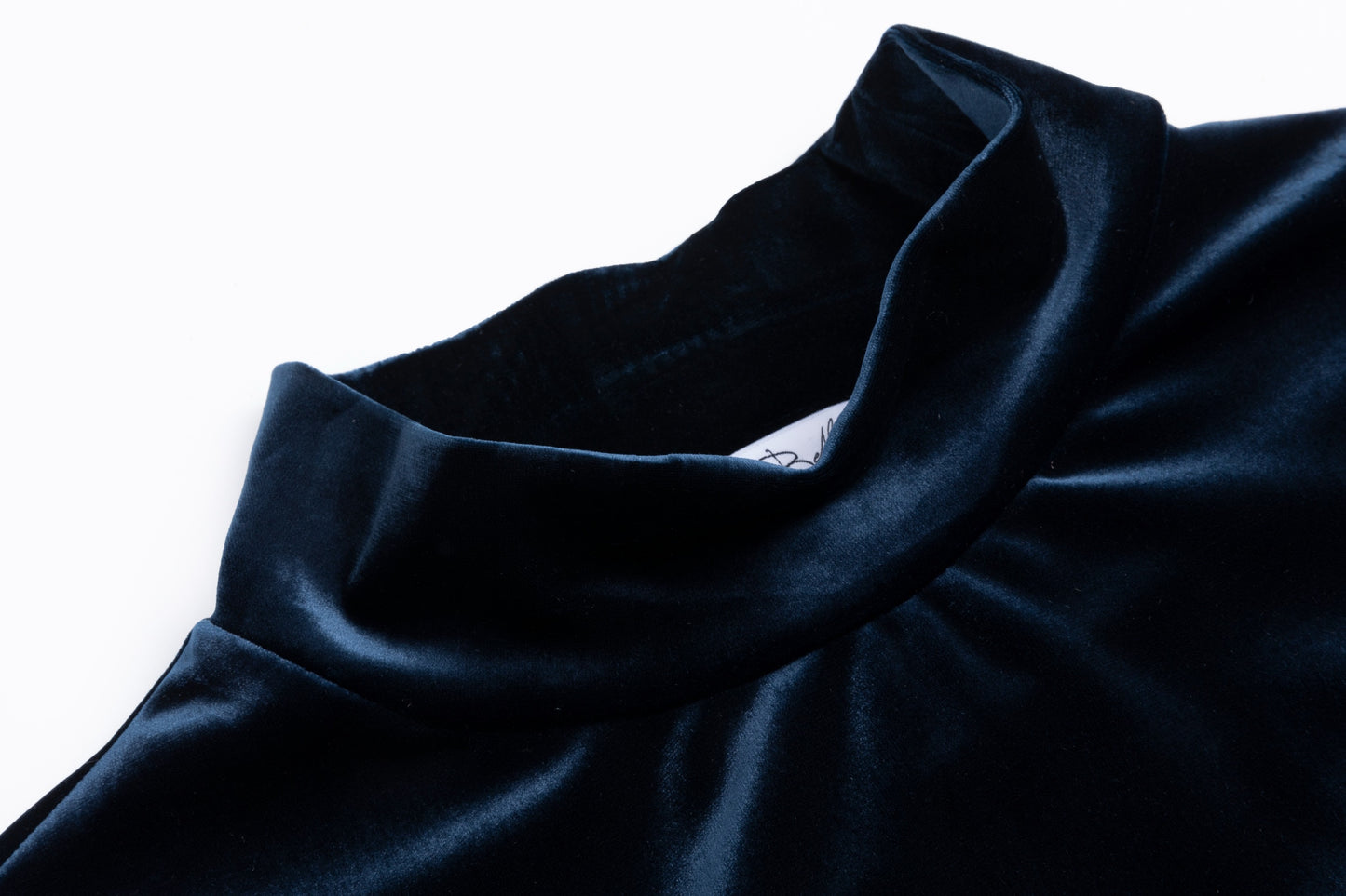 Solid Velvet Fitted Top - Navy