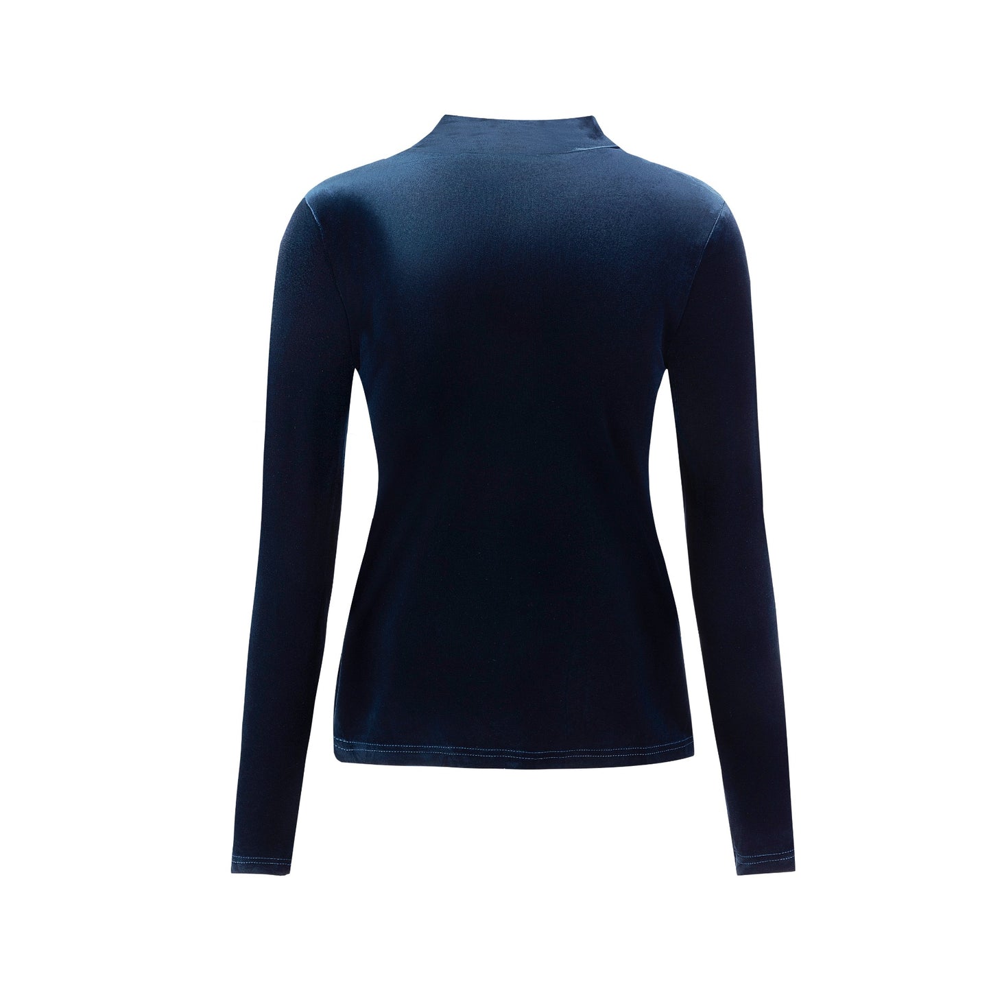 Solid Velvet Fitted Top - Navy