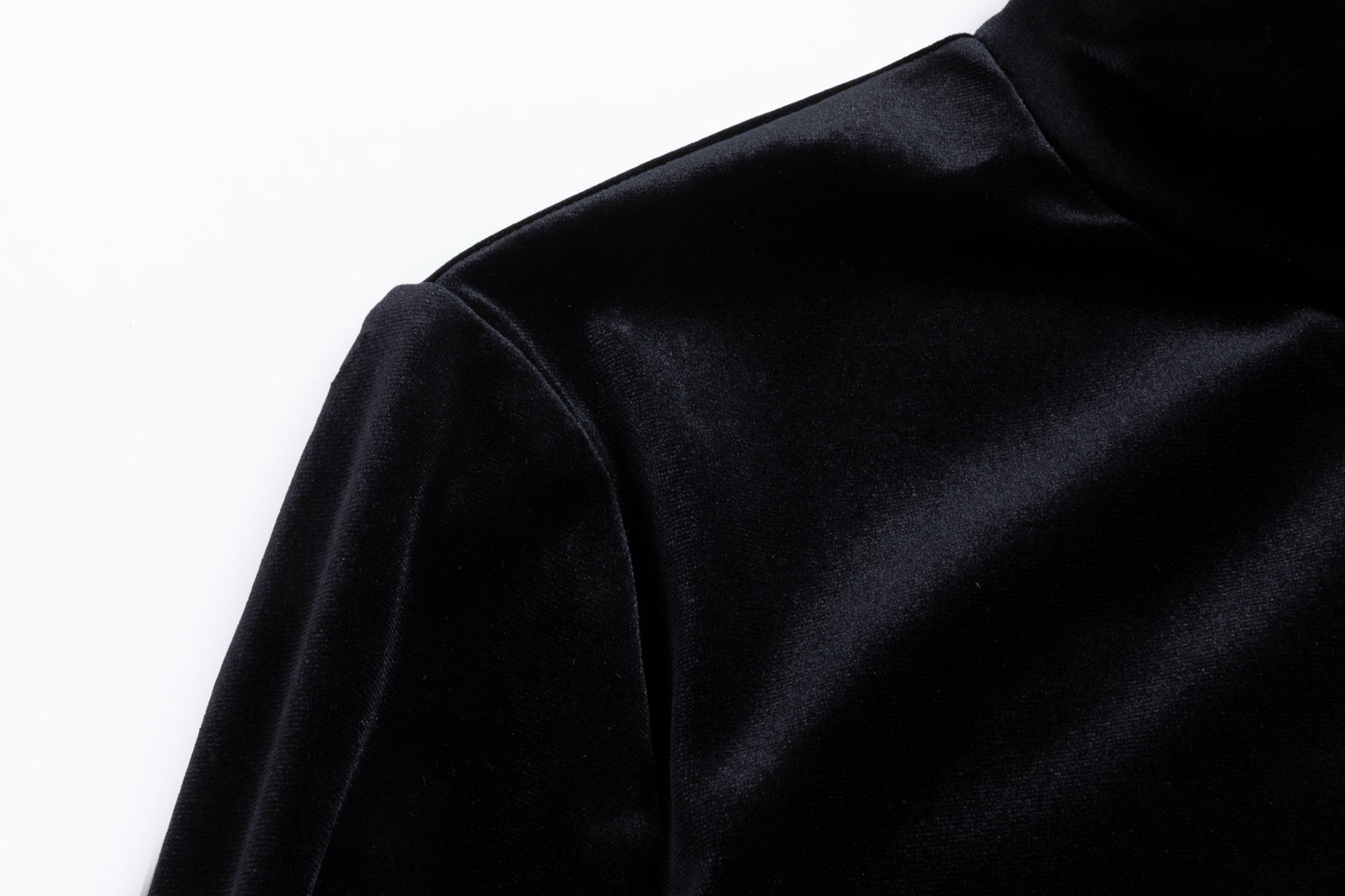 Solid Velvet Fitted Top - Black