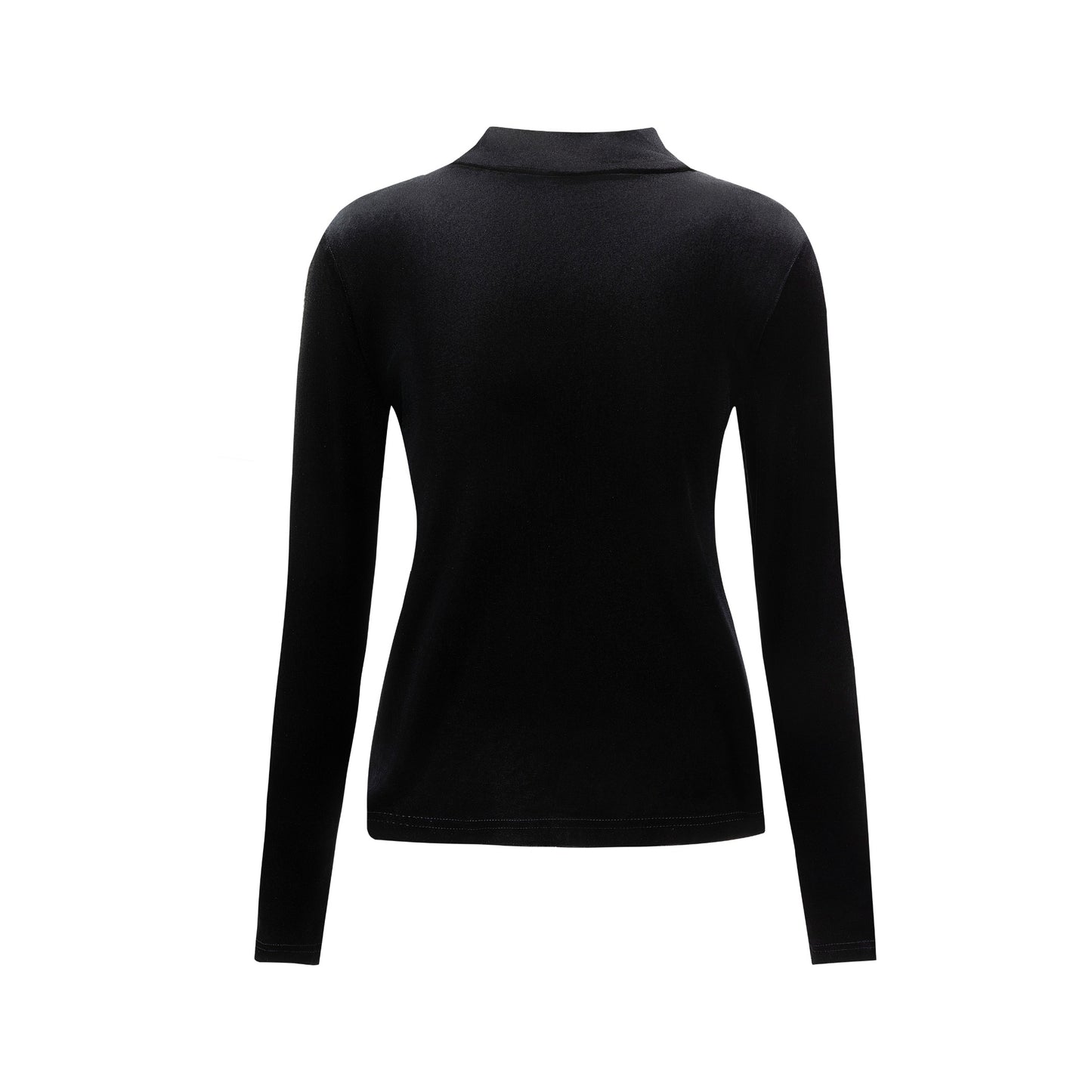 Solid Velvet Fitted Top - Black