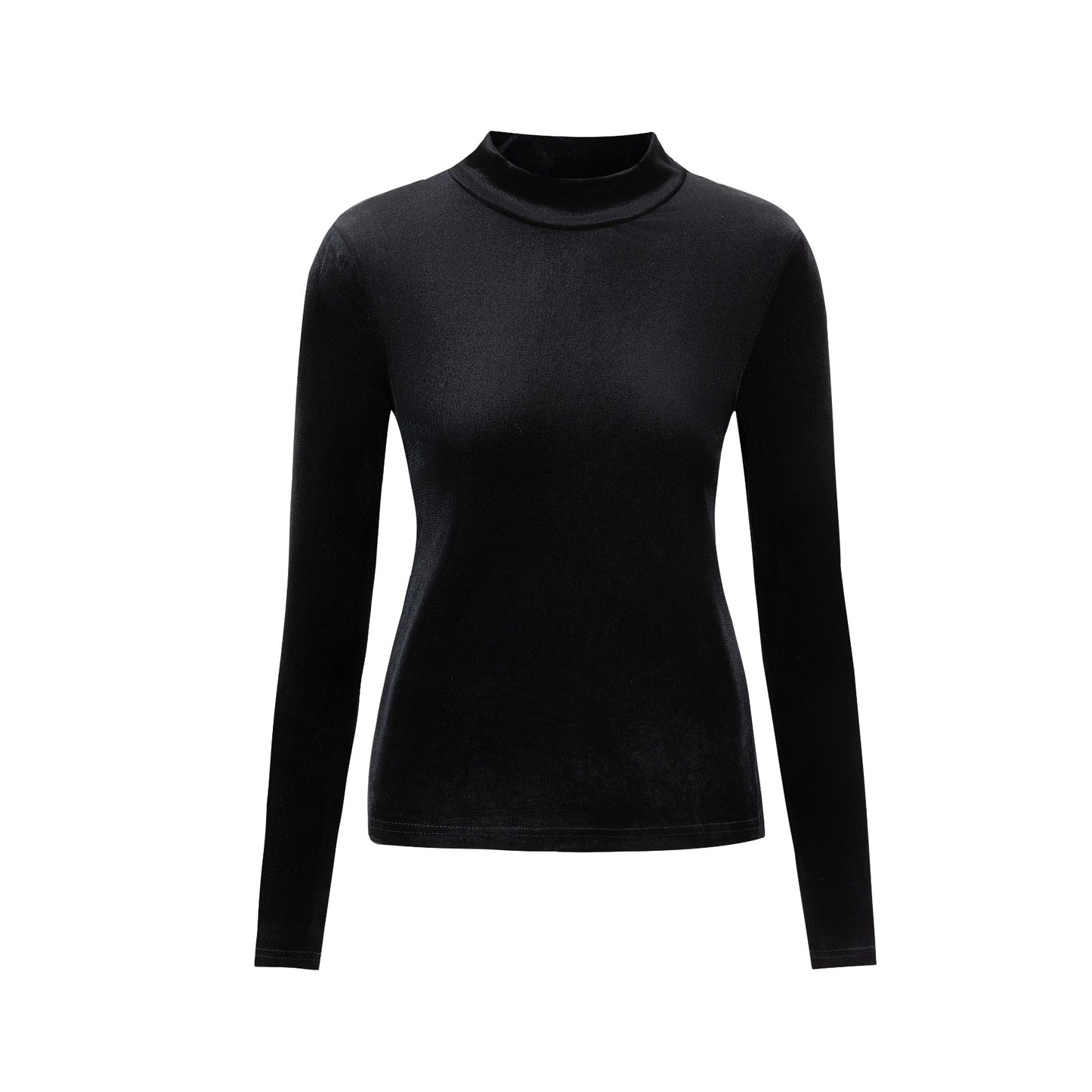 Solid Velvet Fitted Top - Black