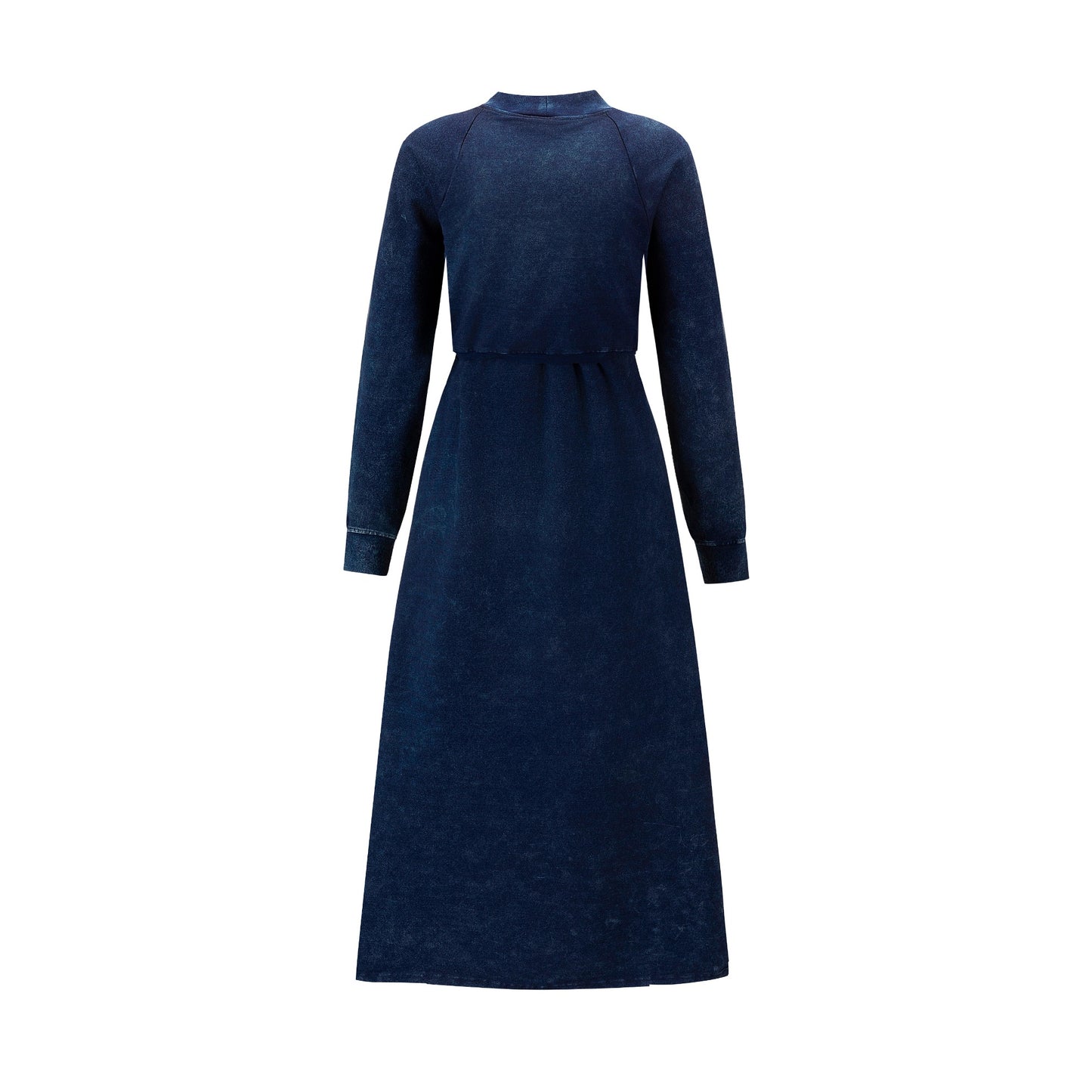 Acid Wash Faux Two Piece Dress - Navy