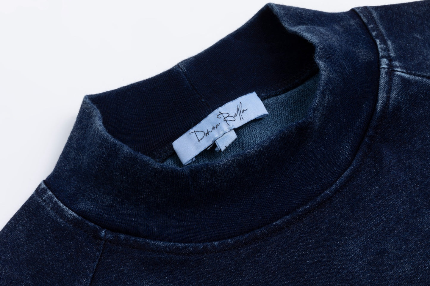 Acid Wash Faux Two Piece Dress - Navy