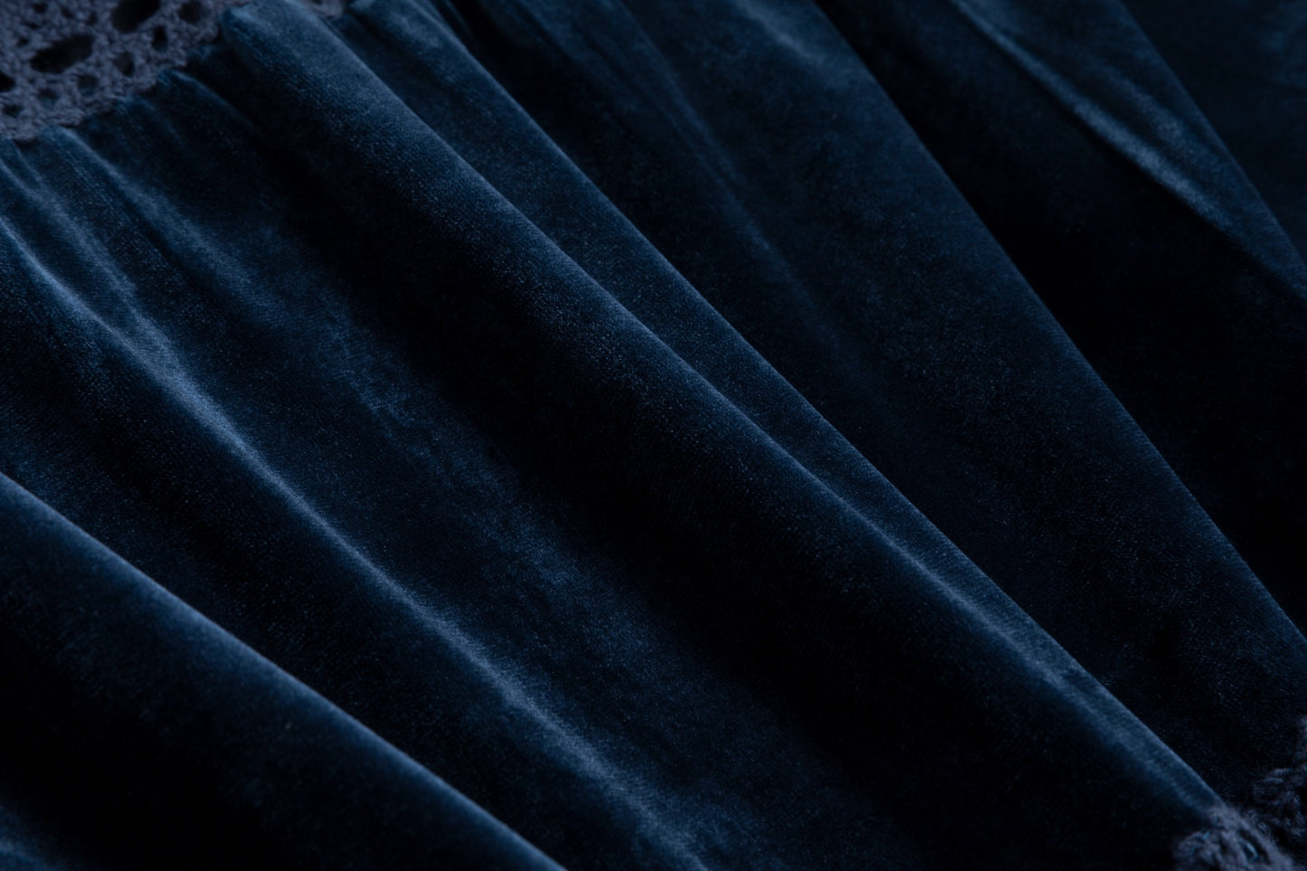 Velvet Skirt With Lace Trimmings - Blue