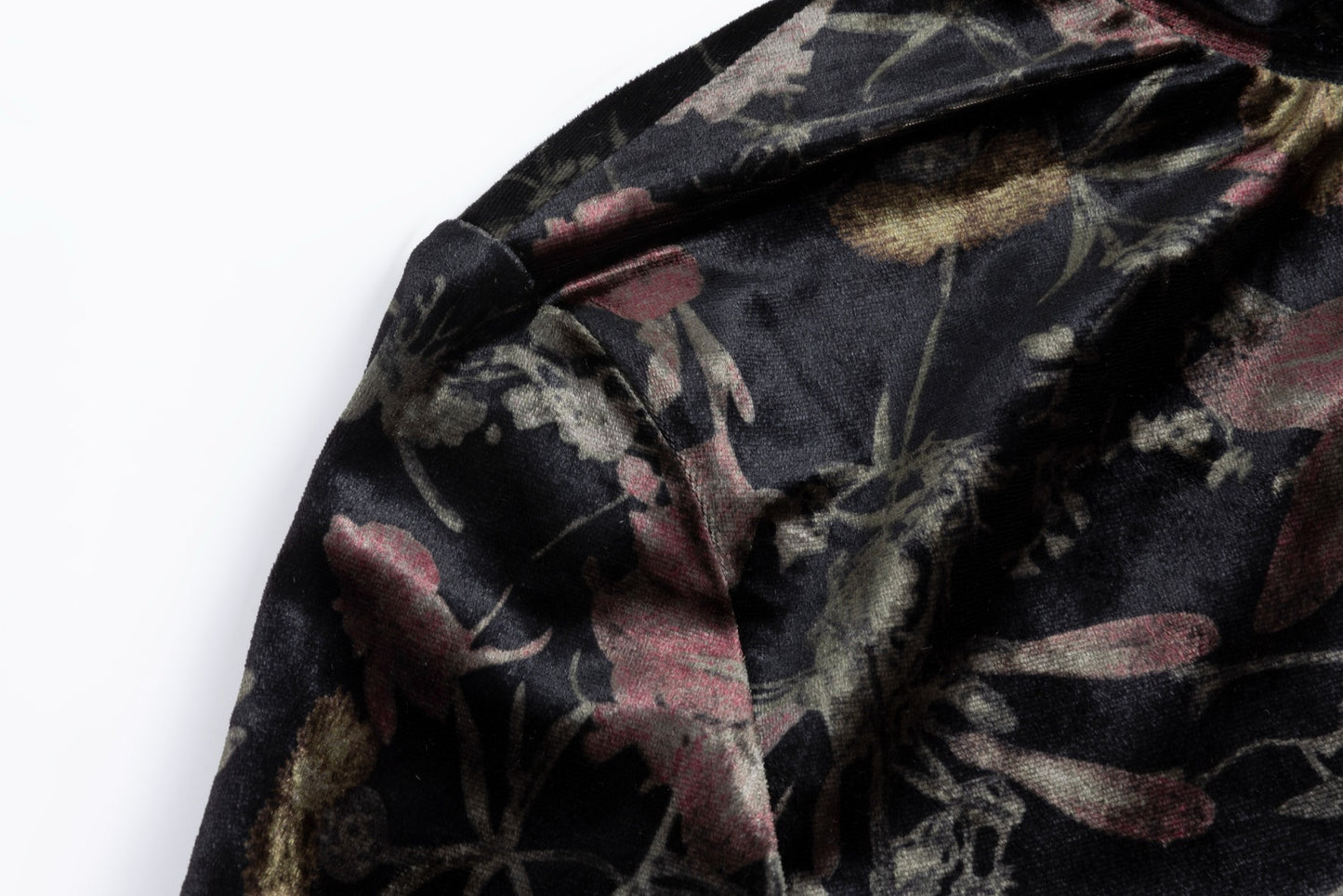 Floral Velour Mock-Neck Top - Black