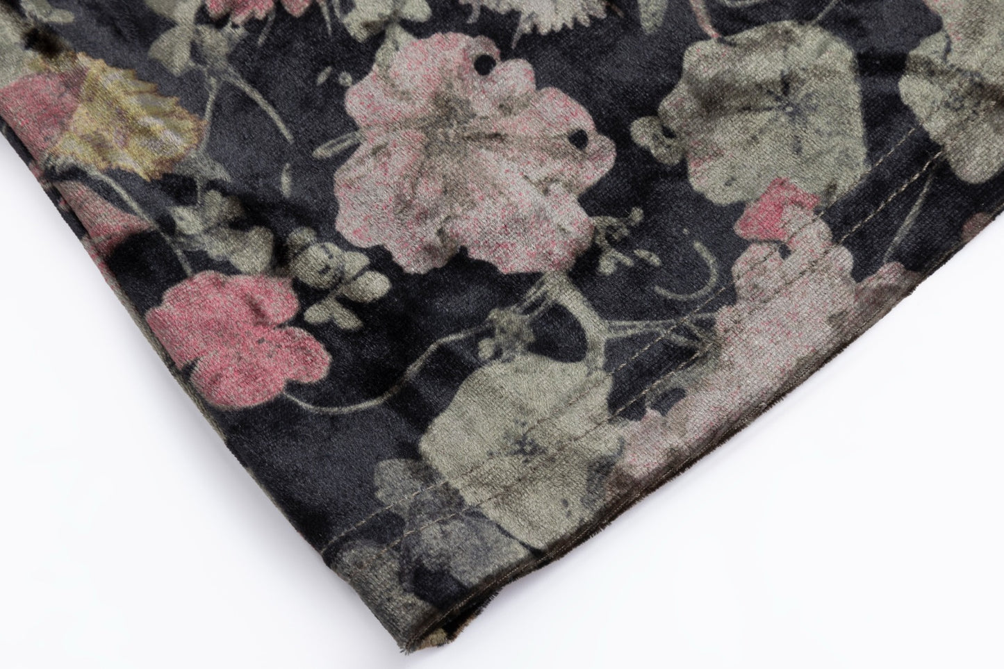 Floral Velour Mock-Neck Top - Black