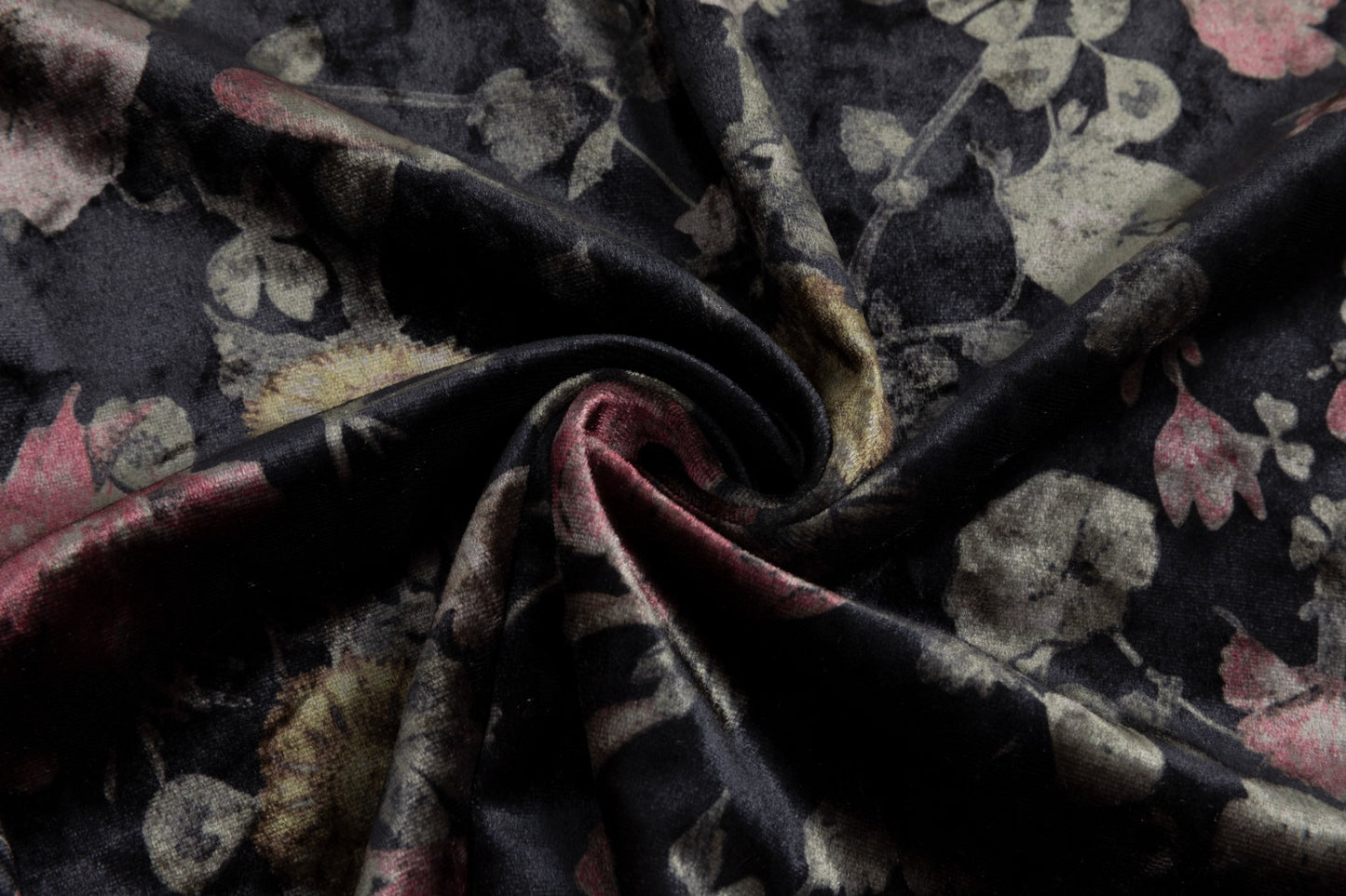 Floral Velour Mock-Neck Top - Black