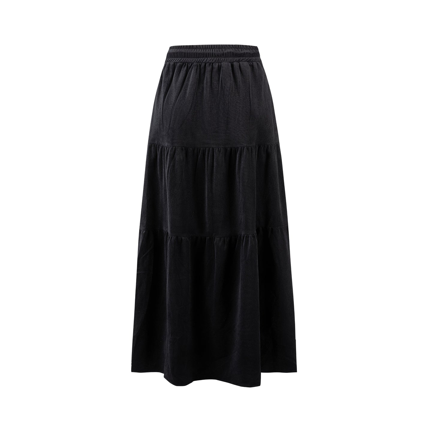 Corduroy Skirt With Drawstring - Black - TW4320S-C