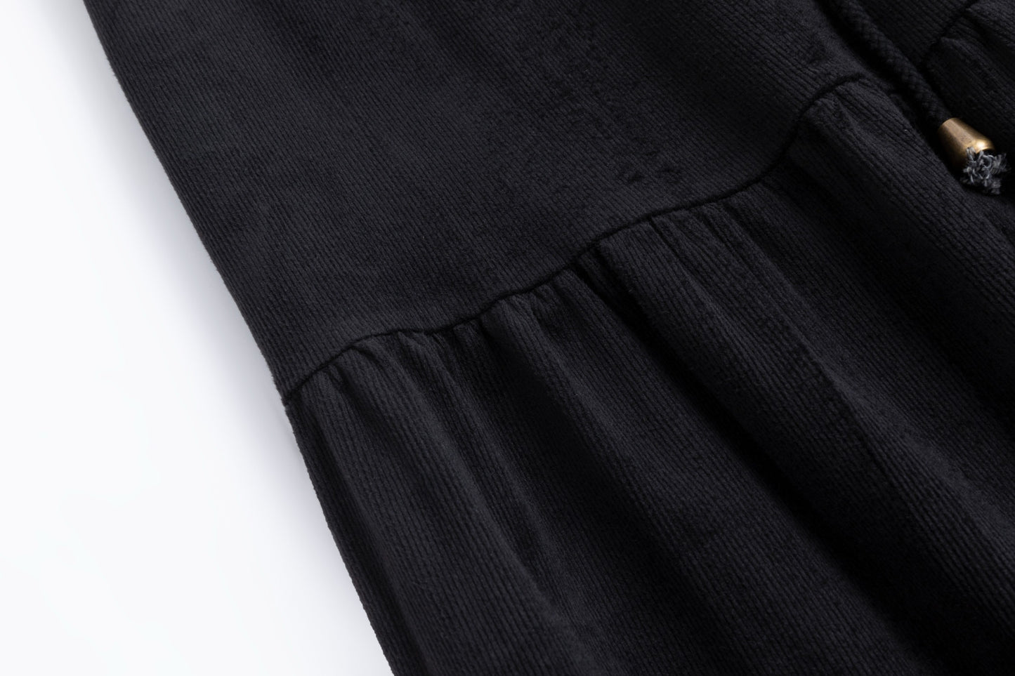 Corduroy Skirt With Drawstring - Black - TW4320S-C