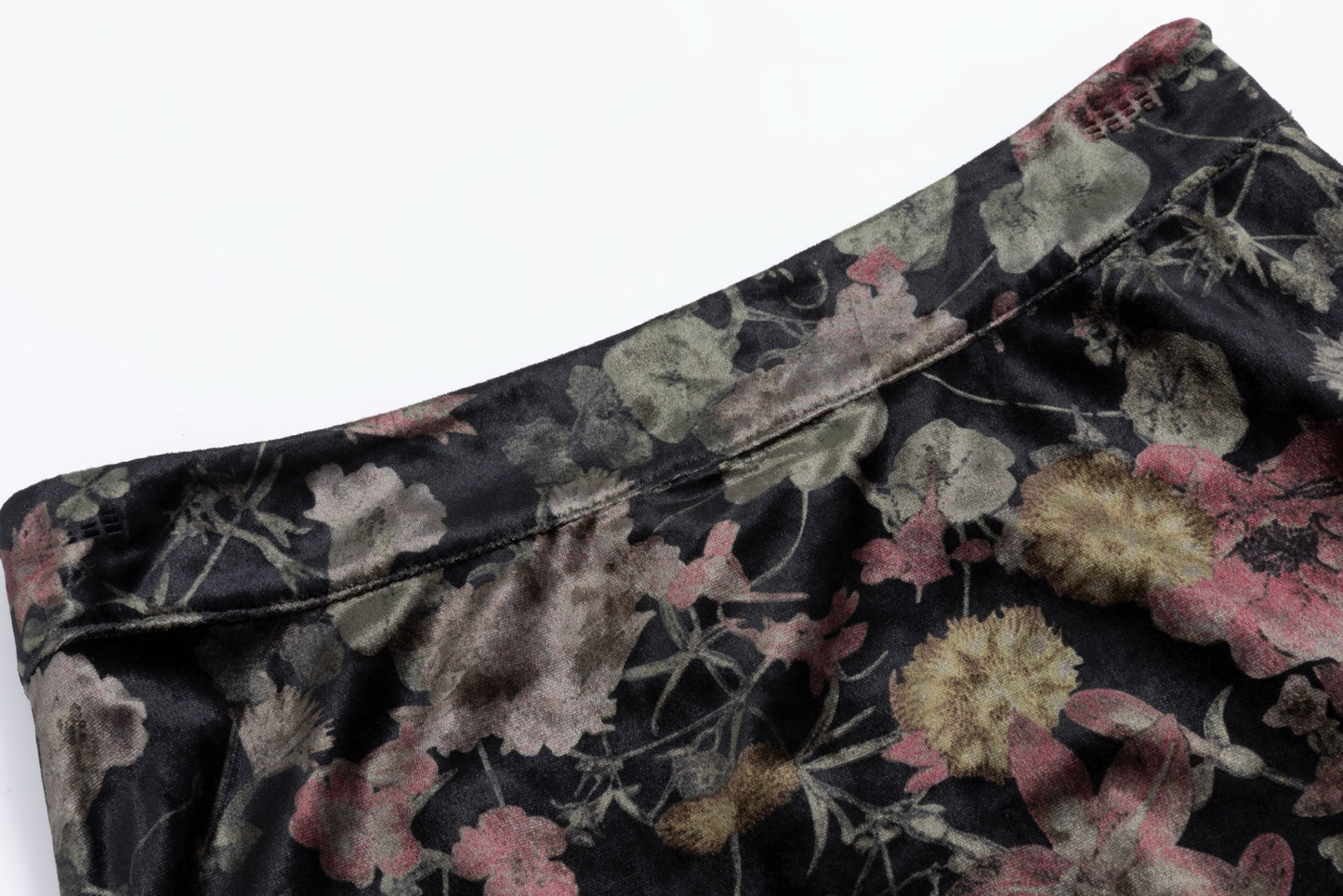 Floral Velour Skirt - Black
