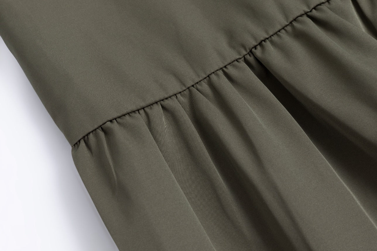 Solid Jumper With Exposed Zipper - Olive