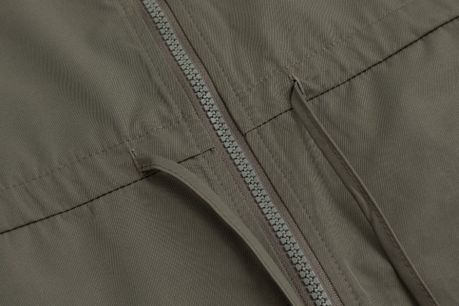 Solid Jumper With Exposed Zipper - Olive