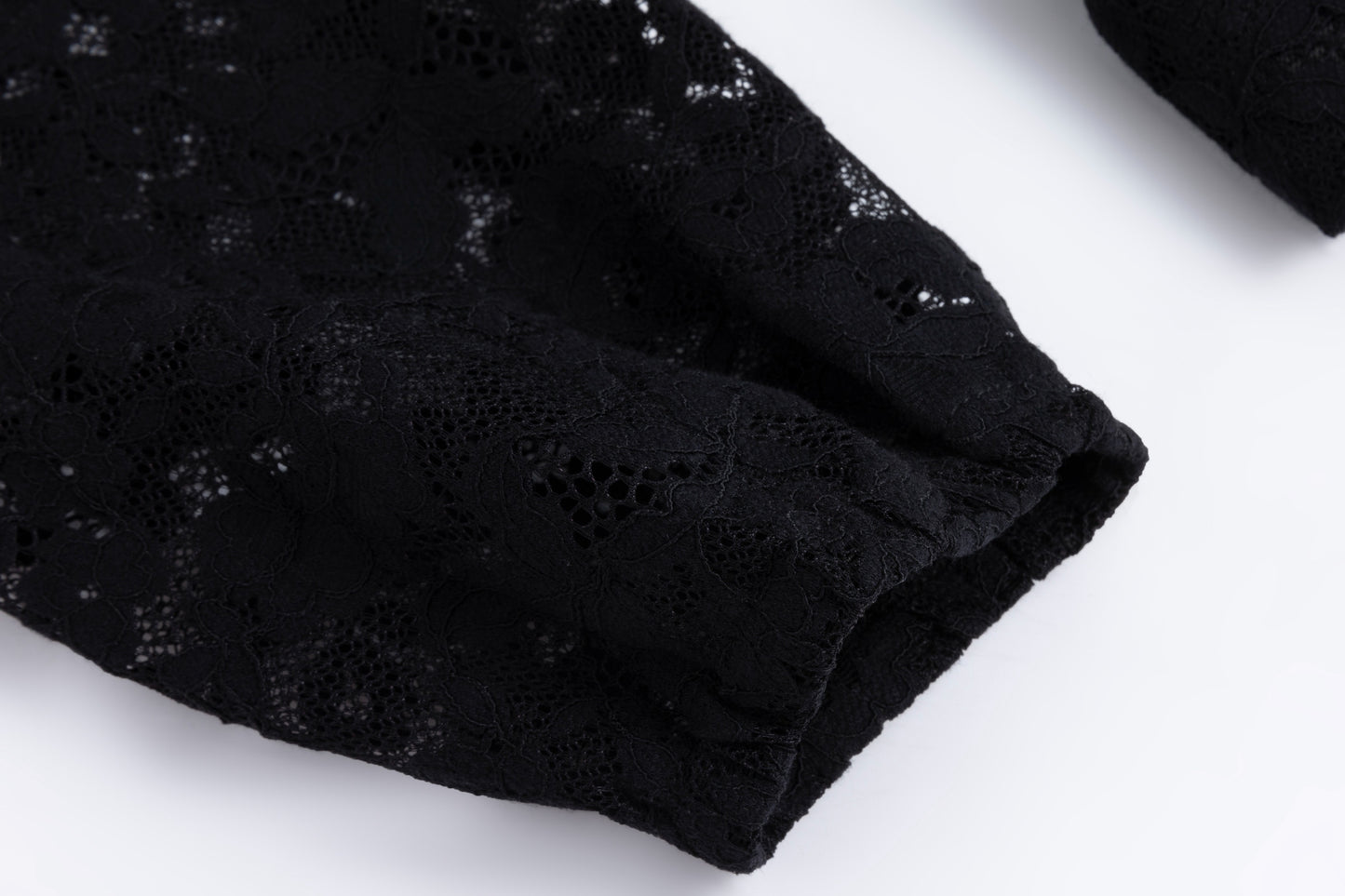 Solid Dress With Lace Top Overlay - Black