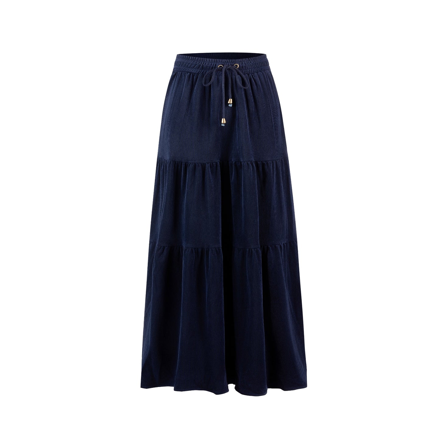 Corduroy Skirt With Drawstring - Navy - TW4320S-B