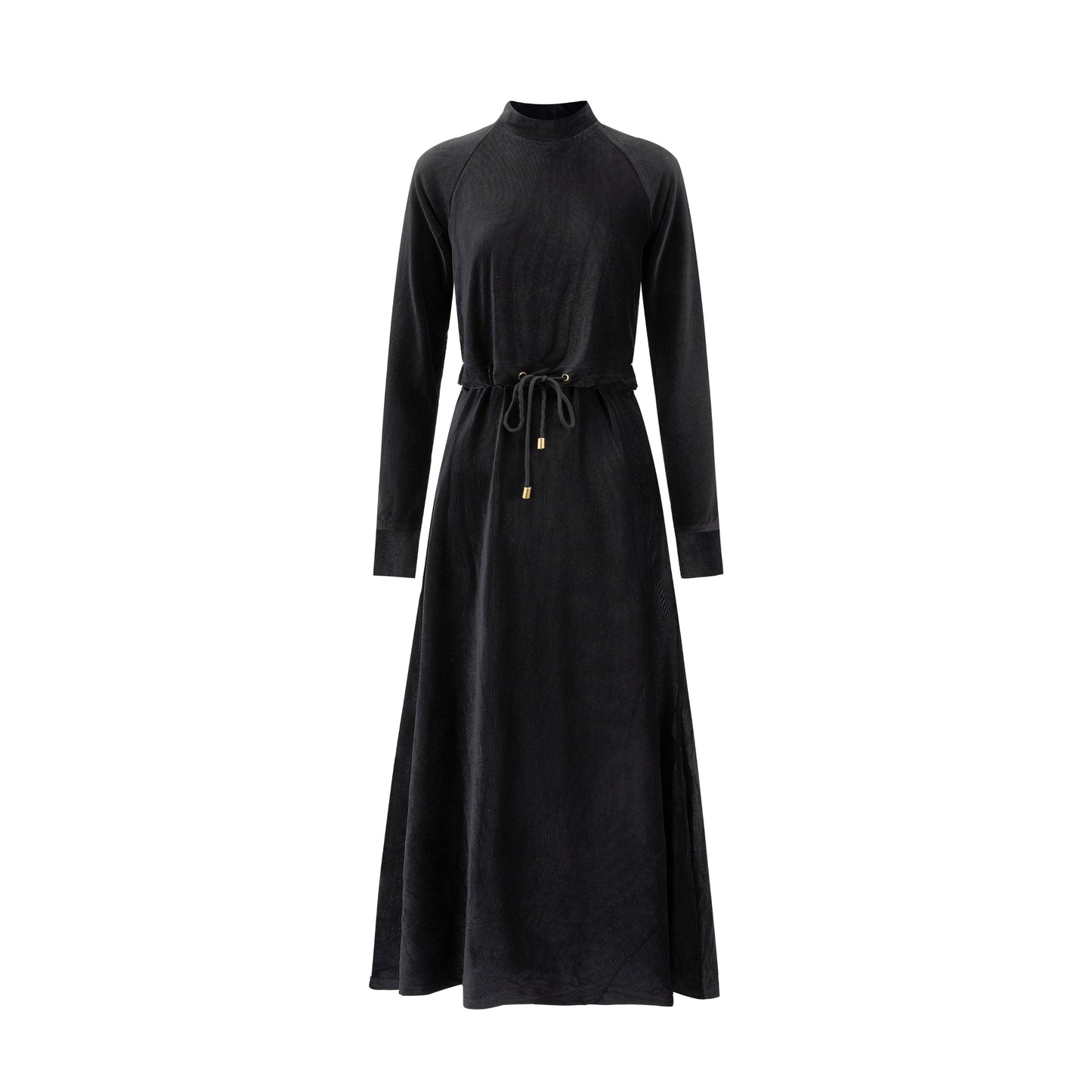 Velvet Faux Two Piece Dress - Black