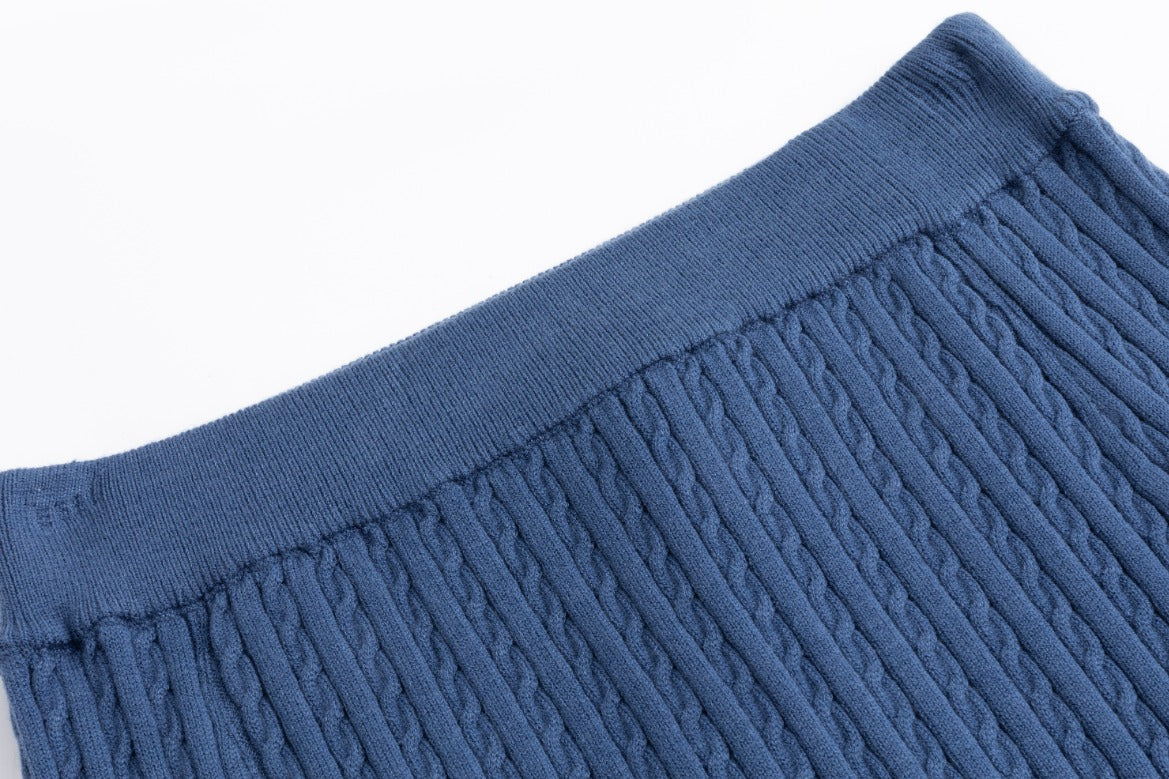 Cable Knit Skirt - Blue