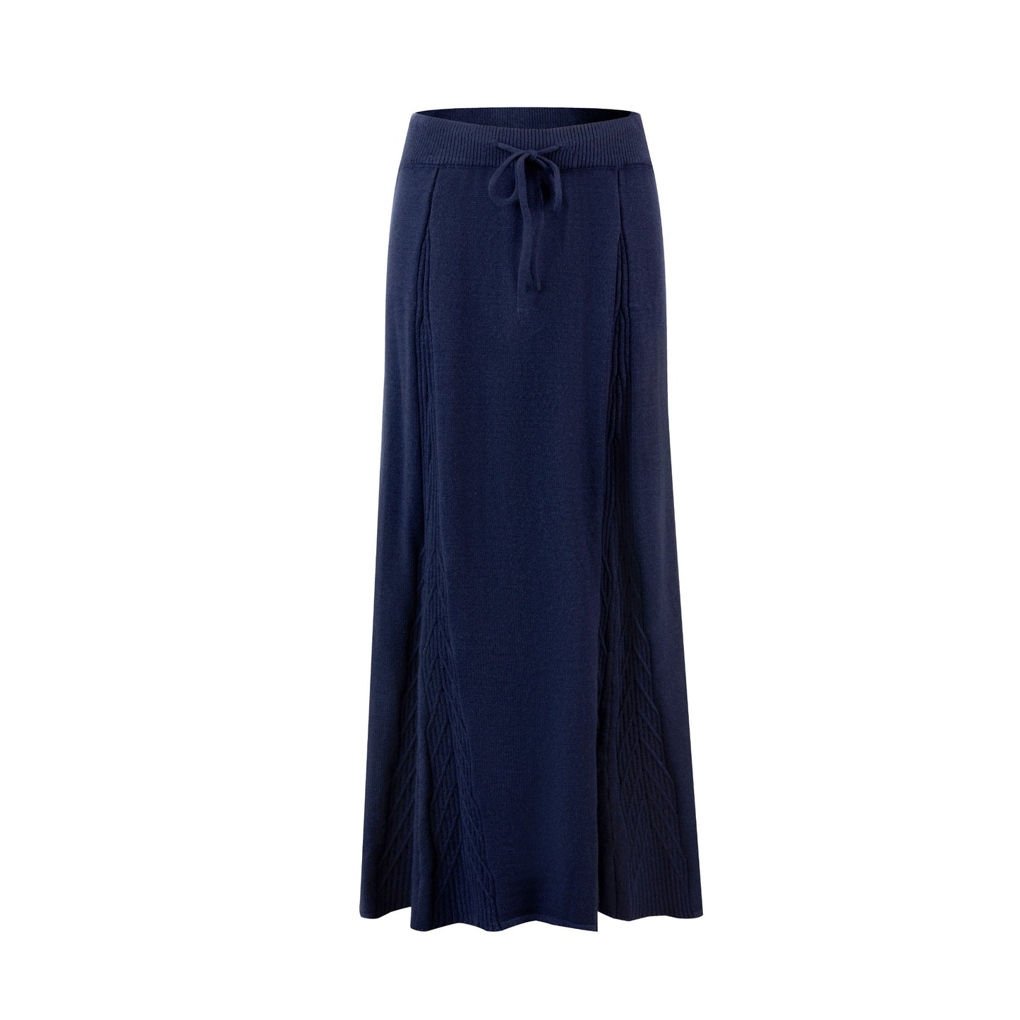 Knit Skirt With Drawstring Waist - Navy