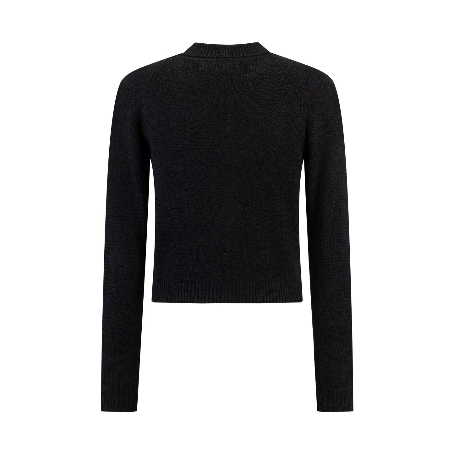 Knit Top With Bow Buttons - Black