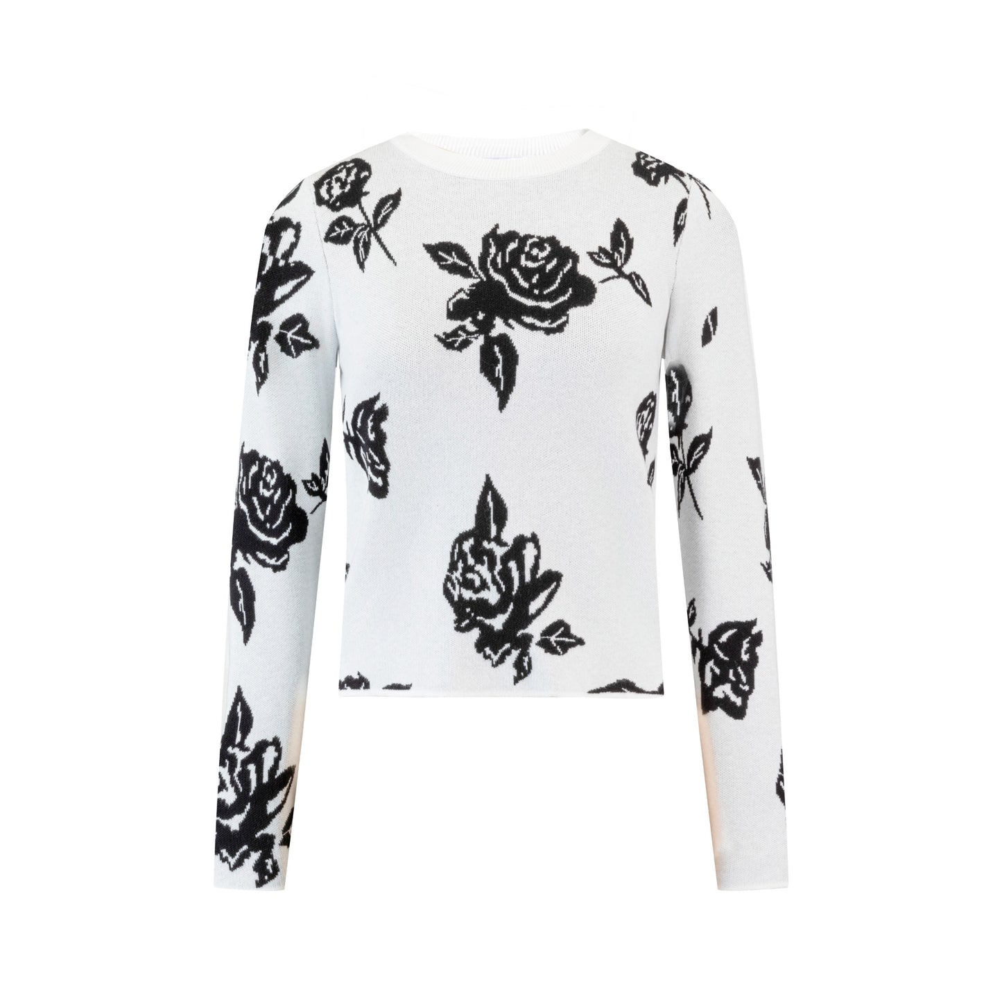 Knit Sweater With Flowers - Ivory
